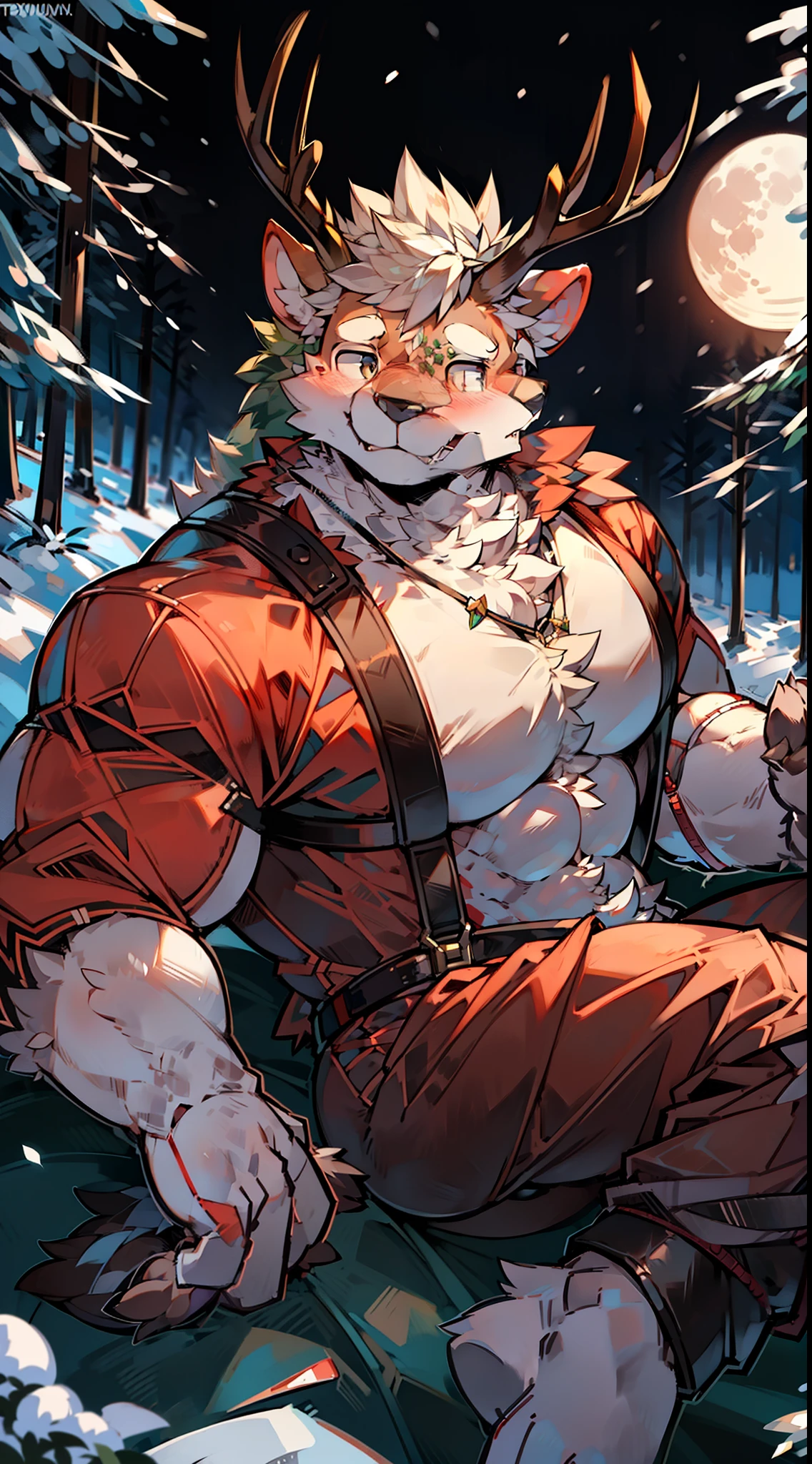 (masterpiece, Best quality:1.2), Lion Teen Boy, winter, body covered in Scarlet fur, Furry style, Muscle flex, sexual, horny, very muscular wild ,full height,very short blond hair,freckles on the body and face,amber eyes,defined muscles,sharp focus, friendly, Naked, tatoo over biceps