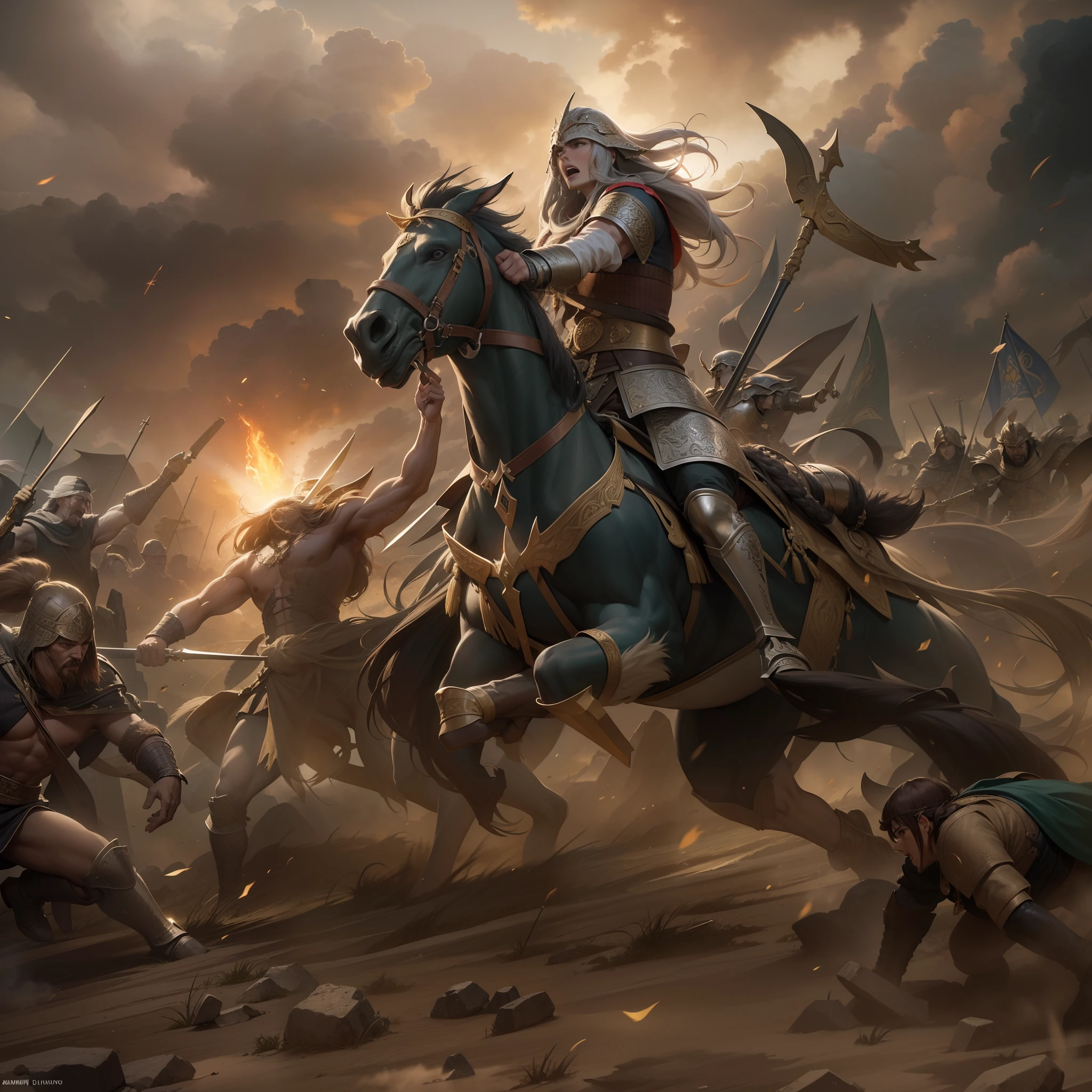 (La mejor calidad, Altas Resoluciones, fotorrealista:1.37), Ultra detallado, Hachas de guerra vikingas, resplandor celestial, Guerreros feroces, Antiguos campos de batalla, Guerreros de los dioses, Epic showdown, potencia intensa, Historical war, Dramatic lighting, Mystical aura, Armas divinas, Mythical battlefields, Lucha legendaria, Campeones heroicos, Fearless warriors, Leyendas antiguas, grito de guerra, Triunfo y gloria, immersive atmosphere, Epic combat, Escena impresionante, Mythical warriors, Old Norse, film-like composition, intense energy, Mythical heroes, mythical creatures, Fierce determination, Awesome action, dynamic poses, Choque monumental, Ethereal Beauty, Mythical realms, Mythical force, Divine Intervention