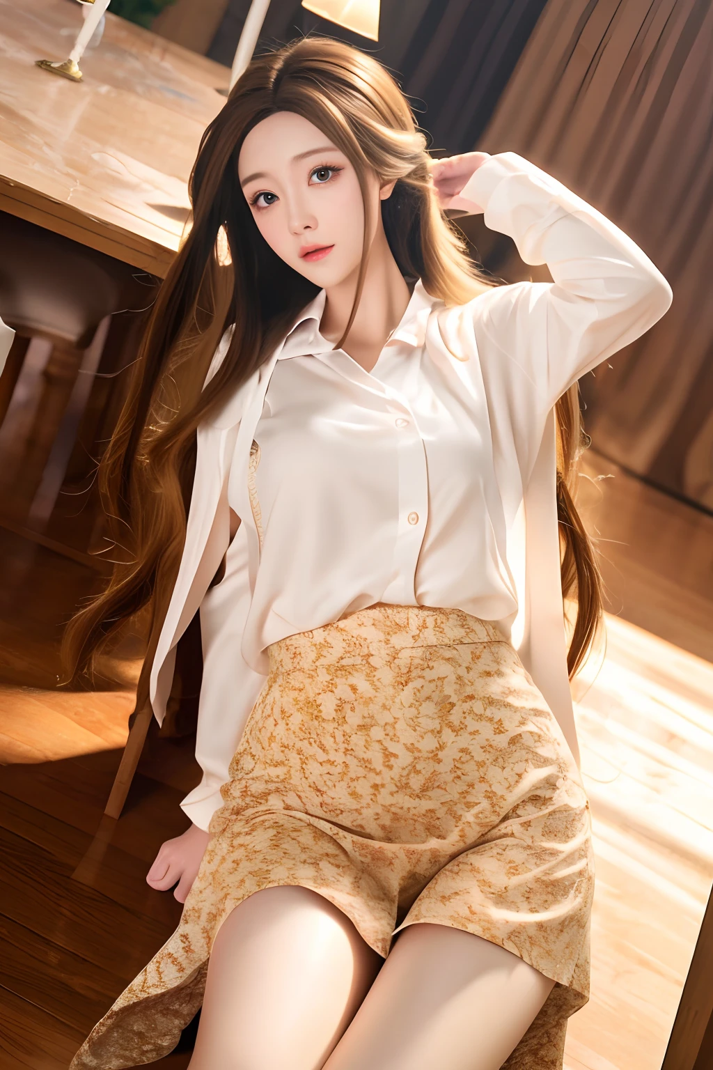 tmasterpiece，Best quality, Photorealistic， Hyper-Resolution, Ultra-realistic 8K CG，1girll，long whitr hair，Flawless face