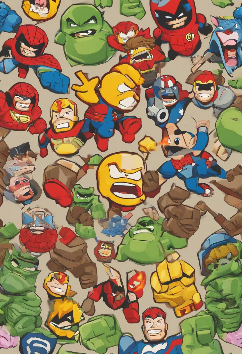 Crie imagens para estampas de camisetas com caricaturas dos vingadores