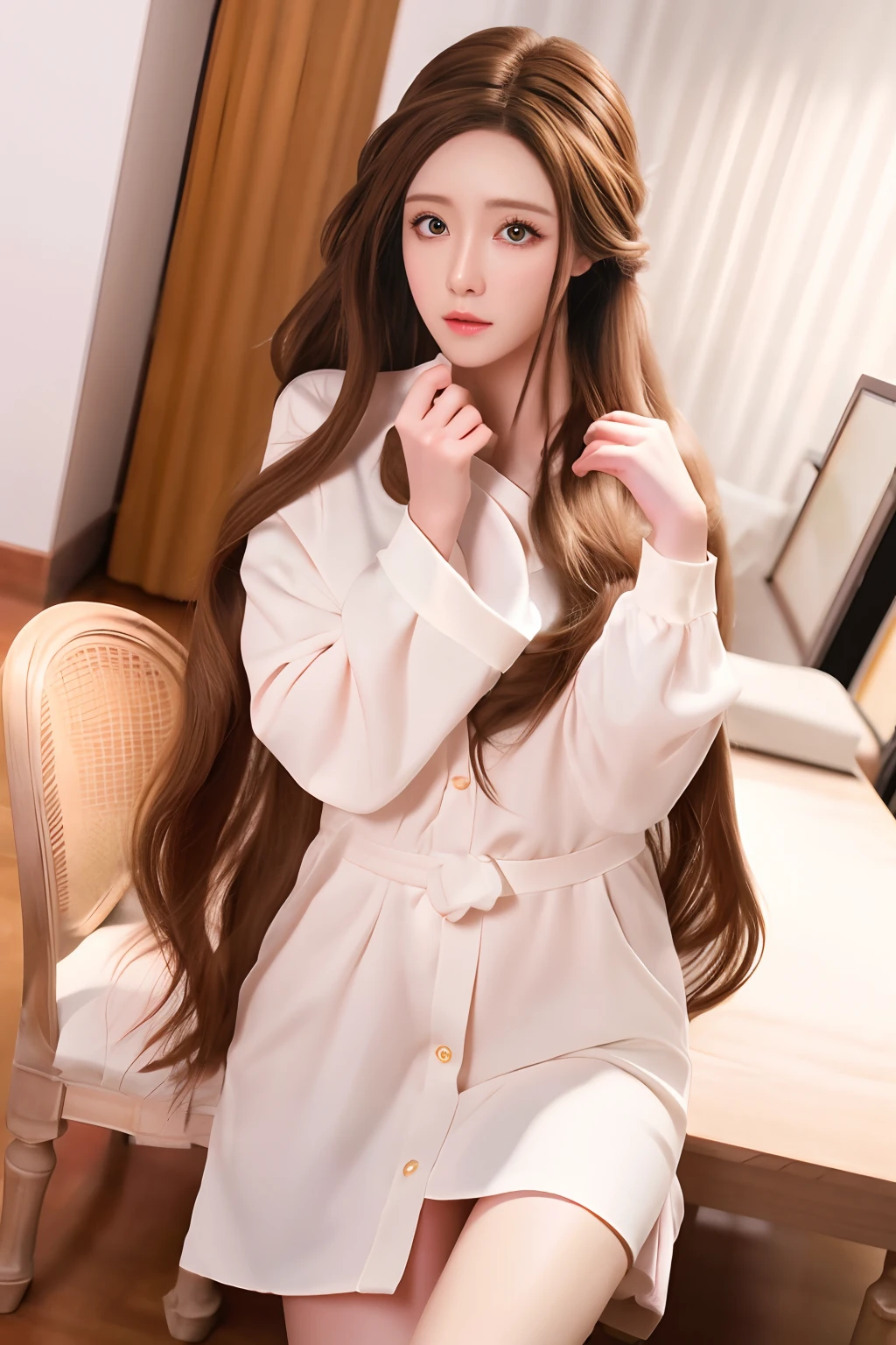 tmasterpiece，Best quality, Photorealistic， Hyper-Resolution, Ultra-realistic 8K CG，1girll，long whitr hair，Flawless face