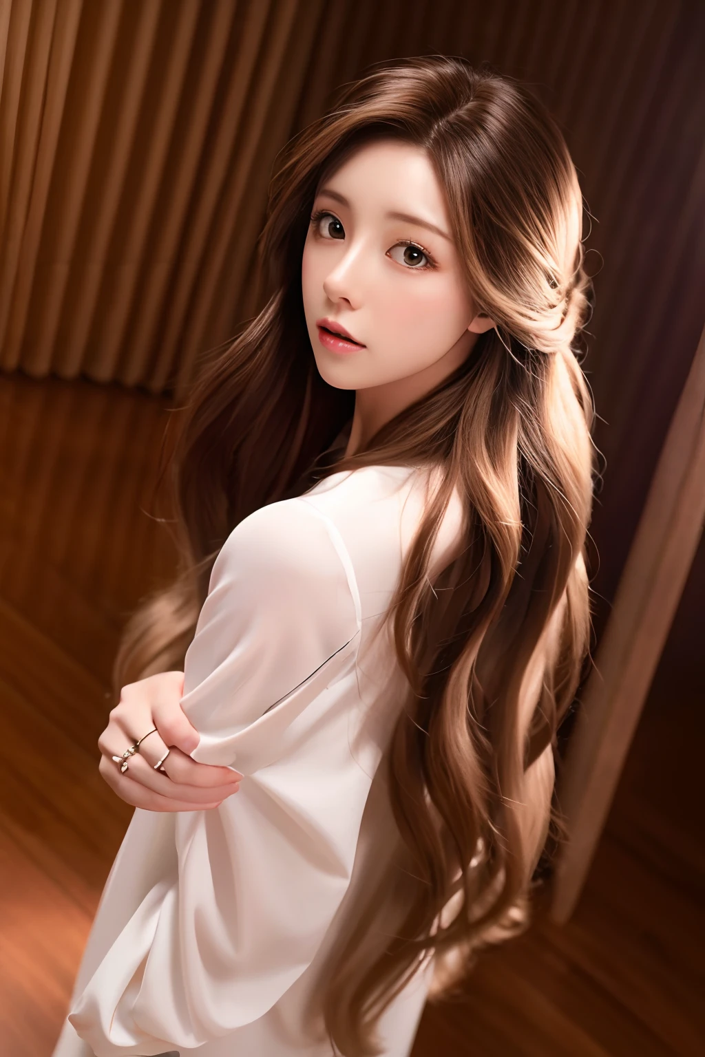 tmasterpiece，Best quality, Photorealistic， Hyper-Resolution, Ultra-realistic 8K CG，1girll，long whitr hair，Flawless face