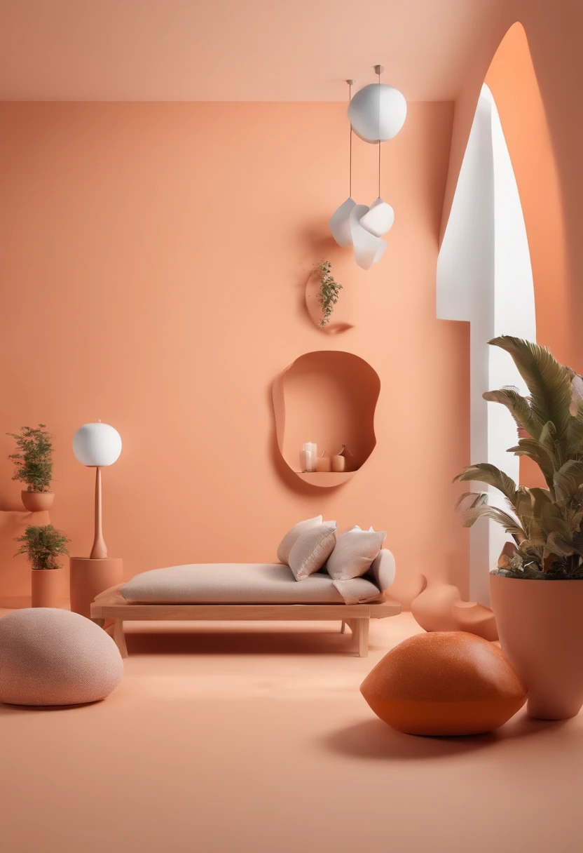 People with scissors in their hands，Highlight scissors，Scissors to enlarge，Soft and smooth lighting，muted pastel colors，3d icon clay render，120mm lens，3d blender render，Polygon trend，modular constructivism，Orange background，physically-based renderingt，at centre