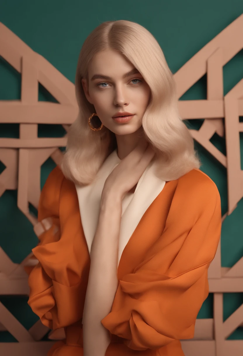 People with scissors in their hands,Highlight scissors,Scissors to enlarge,Soft and smooth lighting,muted pastel colors,3d icon clay render,120mm lens,3d blender render,Polygon trend,modular constructivism,Orange background,physically-based renderingt,at centre