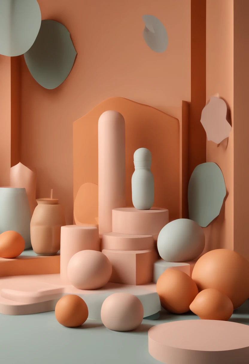 People with scissors in their hands,Highlight scissors,Scissors to enlarge,Soft and smooth lighting,muted pastel colors,3d icon clay render,120mm lens,3d blender render,Polygon trend,modular constructivism,Orange background,physically-based renderingt,at centre