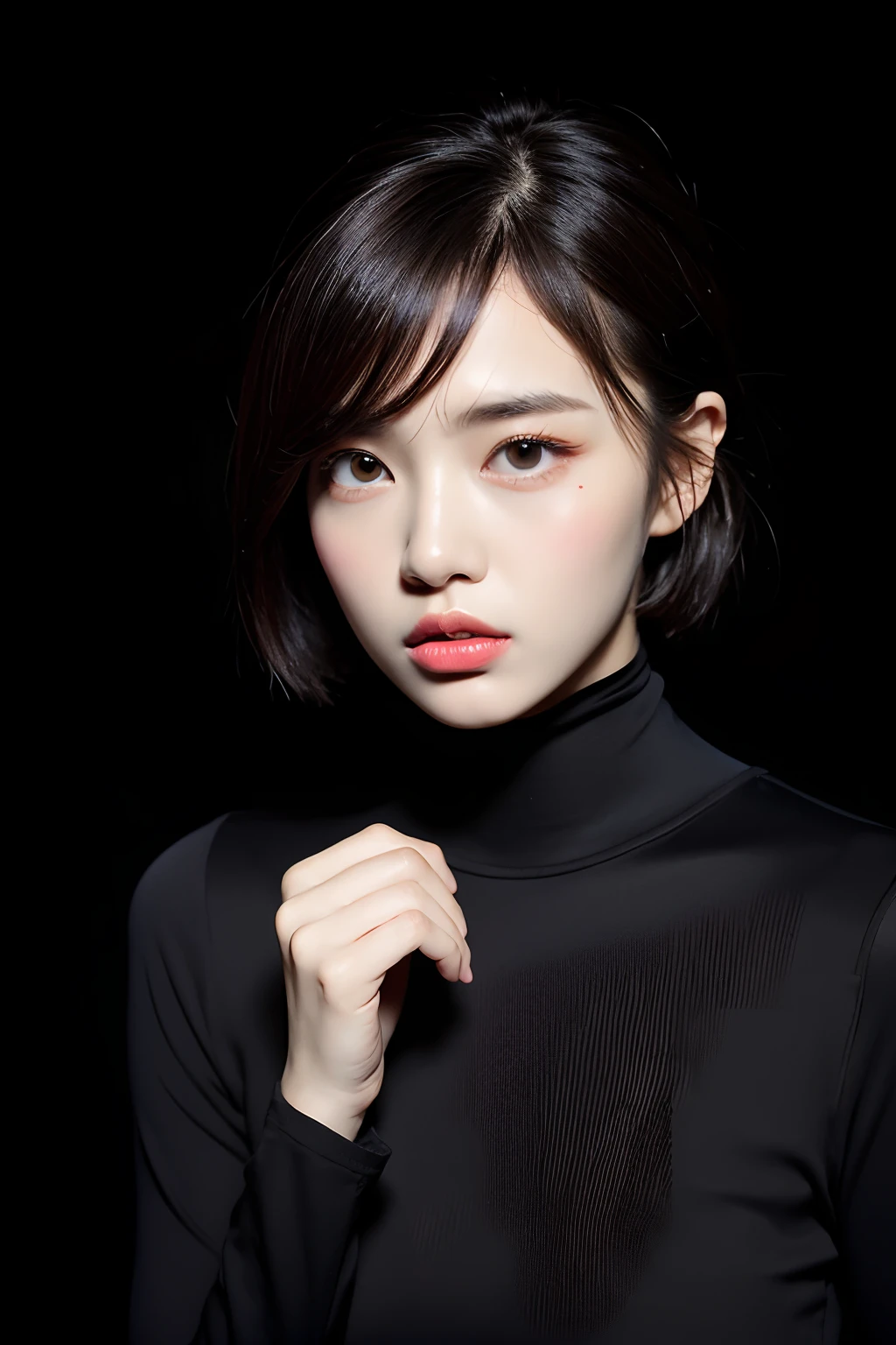 tmasterpiece,1 Chinese girl，realisticlying，8K  UHD，high high quality，in the background bokeh，Delicate headdress, spider-man suit，Spidey，Clothes wrap around the whole body，Tight clothing，Abs contour，Short black hair，s the perfect face，shining face，Ultra-clear face，Elaborate Eyes，idoly, short hair 