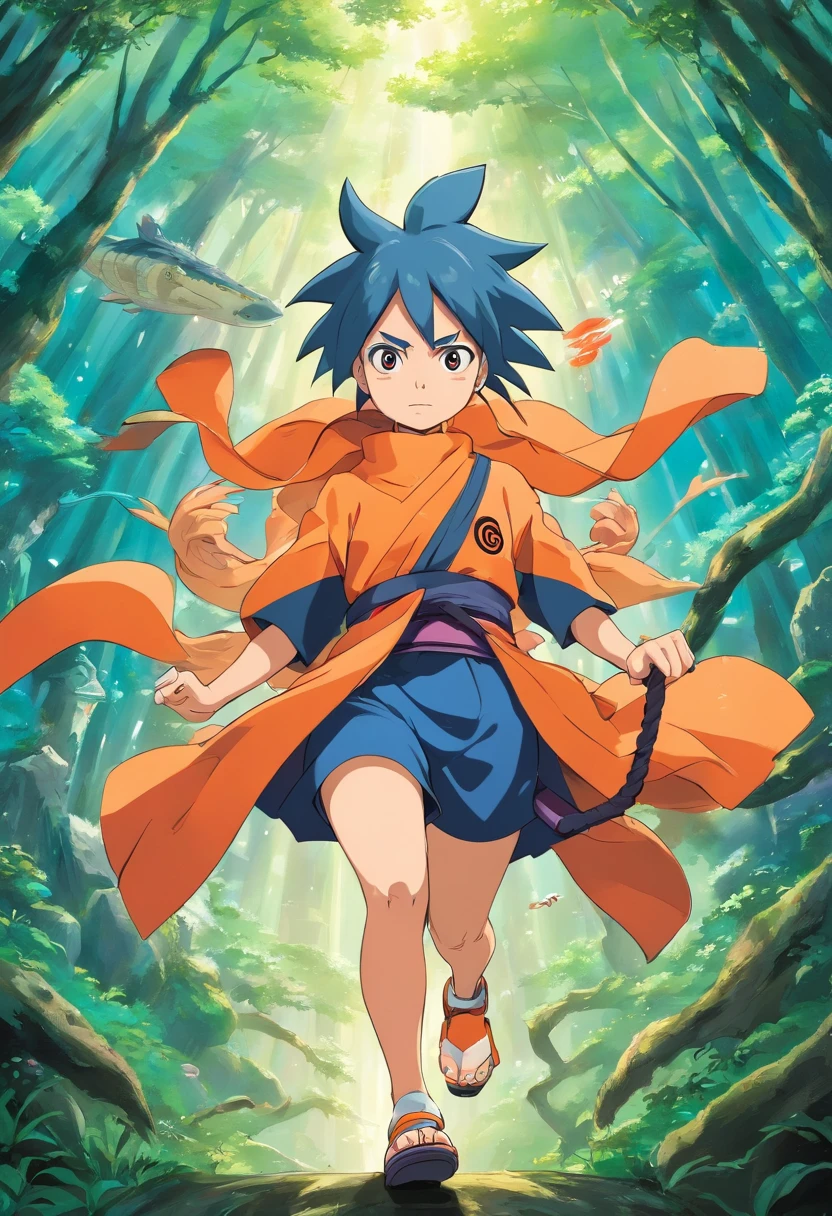 Imagine uma estampa de camiseta do naruto com a nove caudas