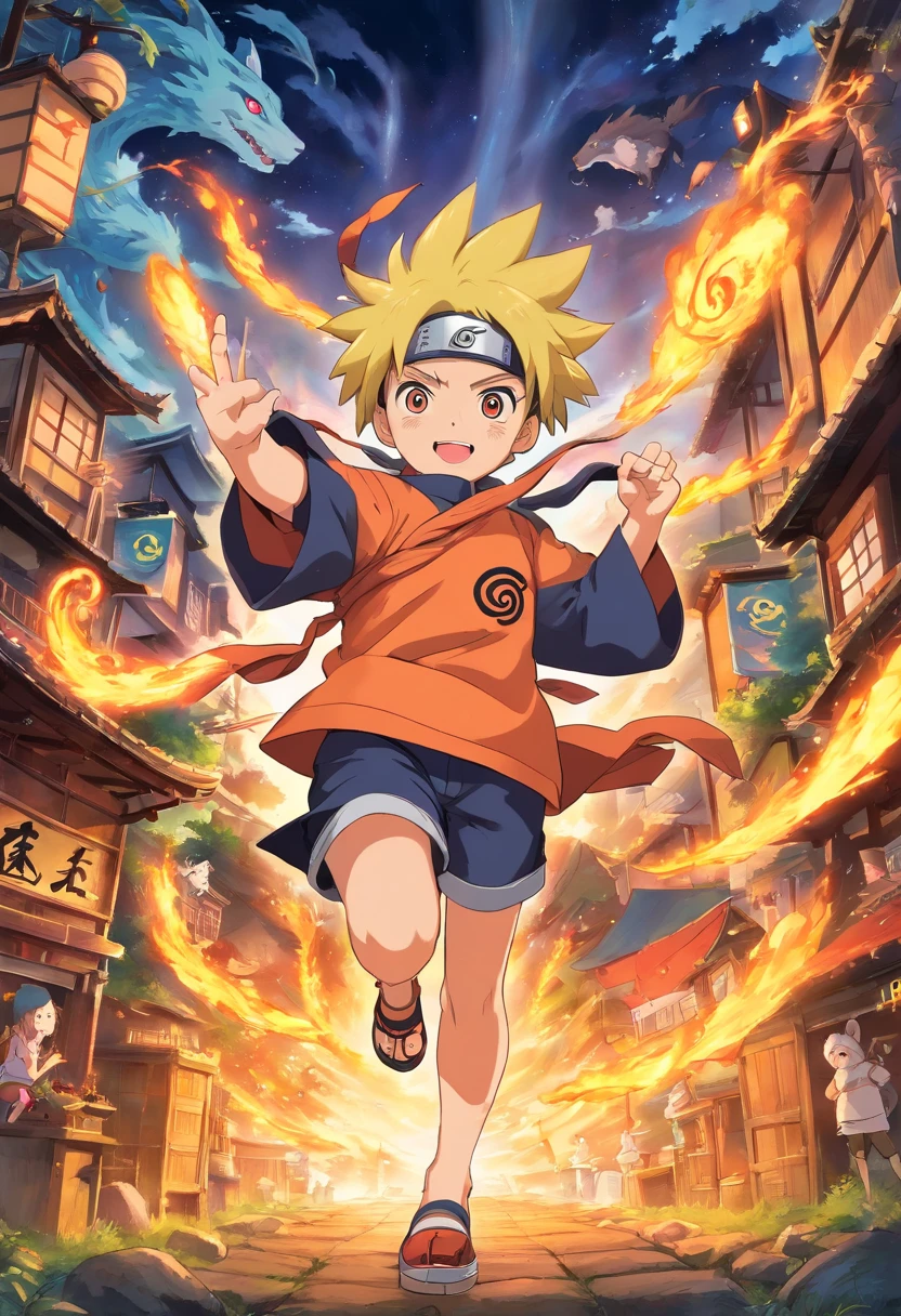 Imagine uma estampa de camiseta do naruto com a nove caudas
