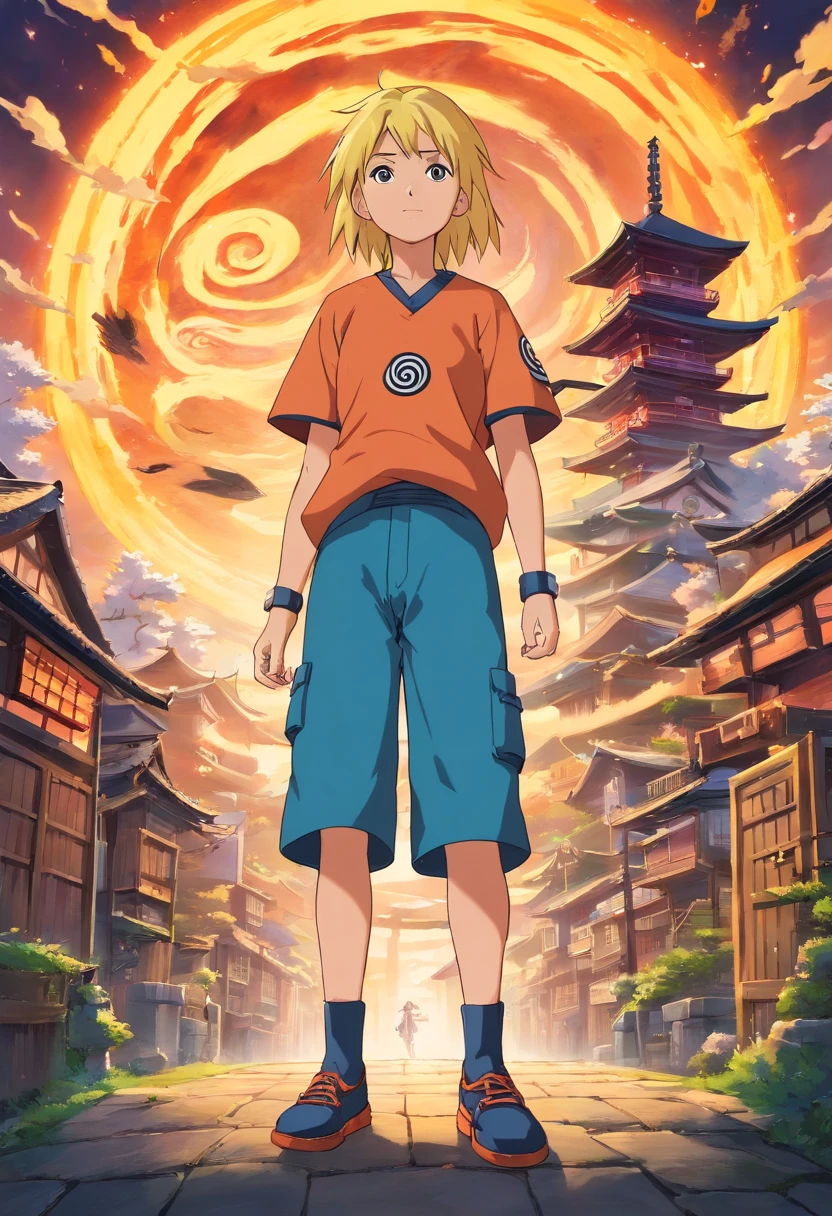 Imagine uma estampa de camiseta do naruto com a nove caudas