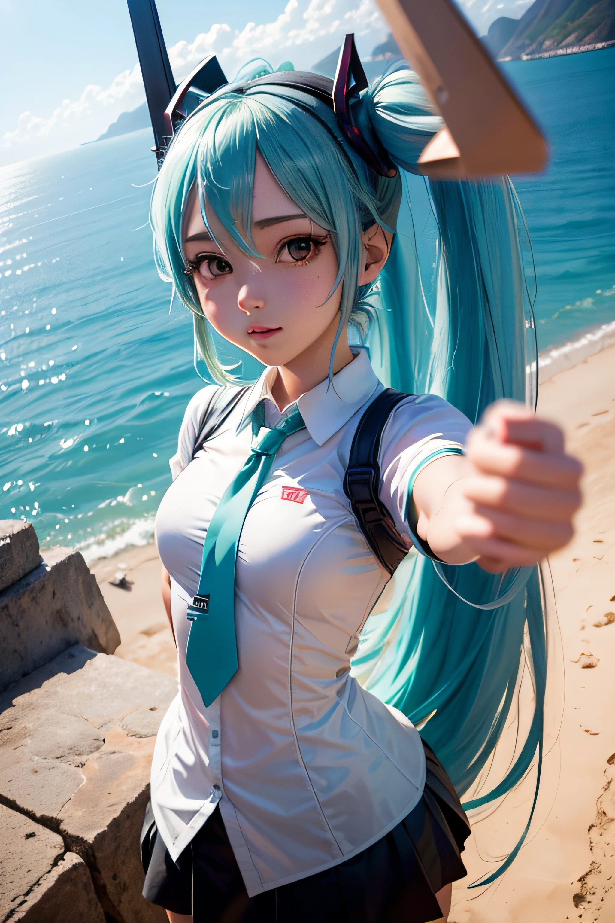 hatsune miku tirando selfie no cristo redentor brasil