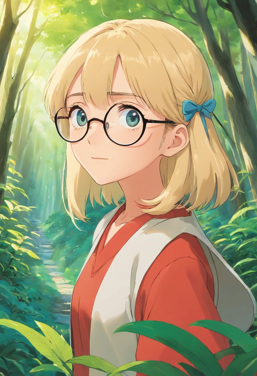 Best Quality, a blond、eye glass、ember