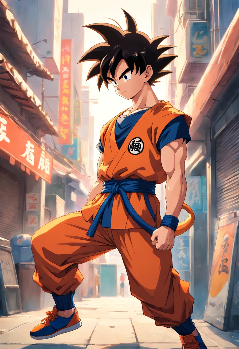 Son Goku, masculino, Dragon Ball Z, estilo de roupas streetwear, detalhes perfeitos