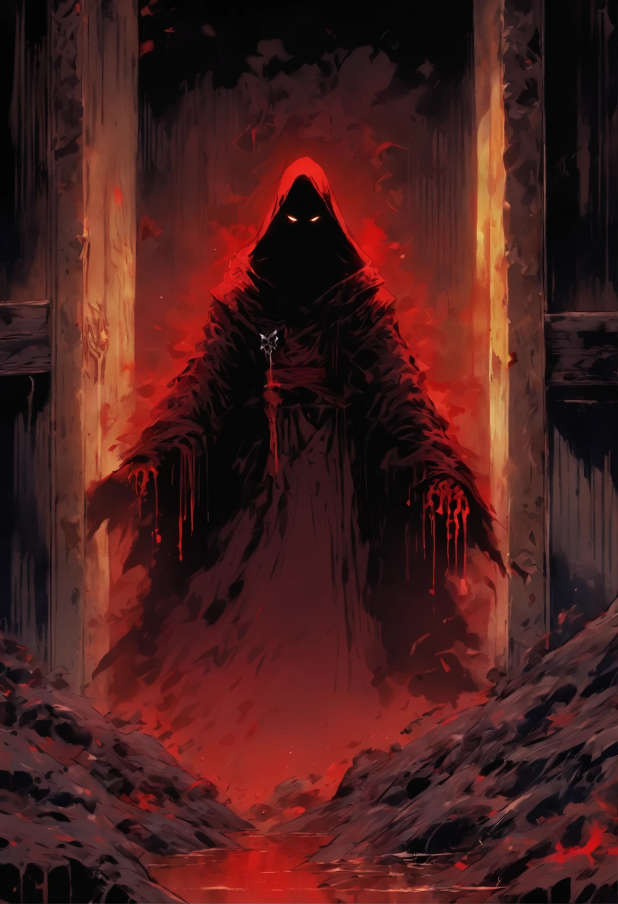 Hacha empapada de sangre,Hacha sangrienta,Horrible escena del crimen,Arma homicida espantosa,Sombras oscuras,Sinister atmosphere,salpicaduras sangrientas,Figura siniestra,Arma aterradora,wet blood,hoja manchada,escena macabra,Asesino misterioso,presencia ominosa,Oscuridad premonitoria,Cold metal handle,Killing intent,Detalles sangrientos,huesos destrozados,Delitos violentos,Cuarto oscuro misterioso,Silencio inquietante,Ritual ominoso,Secretos oscuros,huellas dactilares sangrientas,Vista espantosa,Horrores invisibles,Silencio sepulcral,Descubrimiento aterrador,Susurros siniestros,Escena de pesadilla,Suelo manchado de rojo,Aura escalofriante,Horror movie scene,vibraciones macabras,vibraciones espeluznantes,Secuelas sangrientas,Restos espeluznantes,Recuerdos embrujados,Bloody carnage,Evidencia empapada de sangre,Detalles macabros