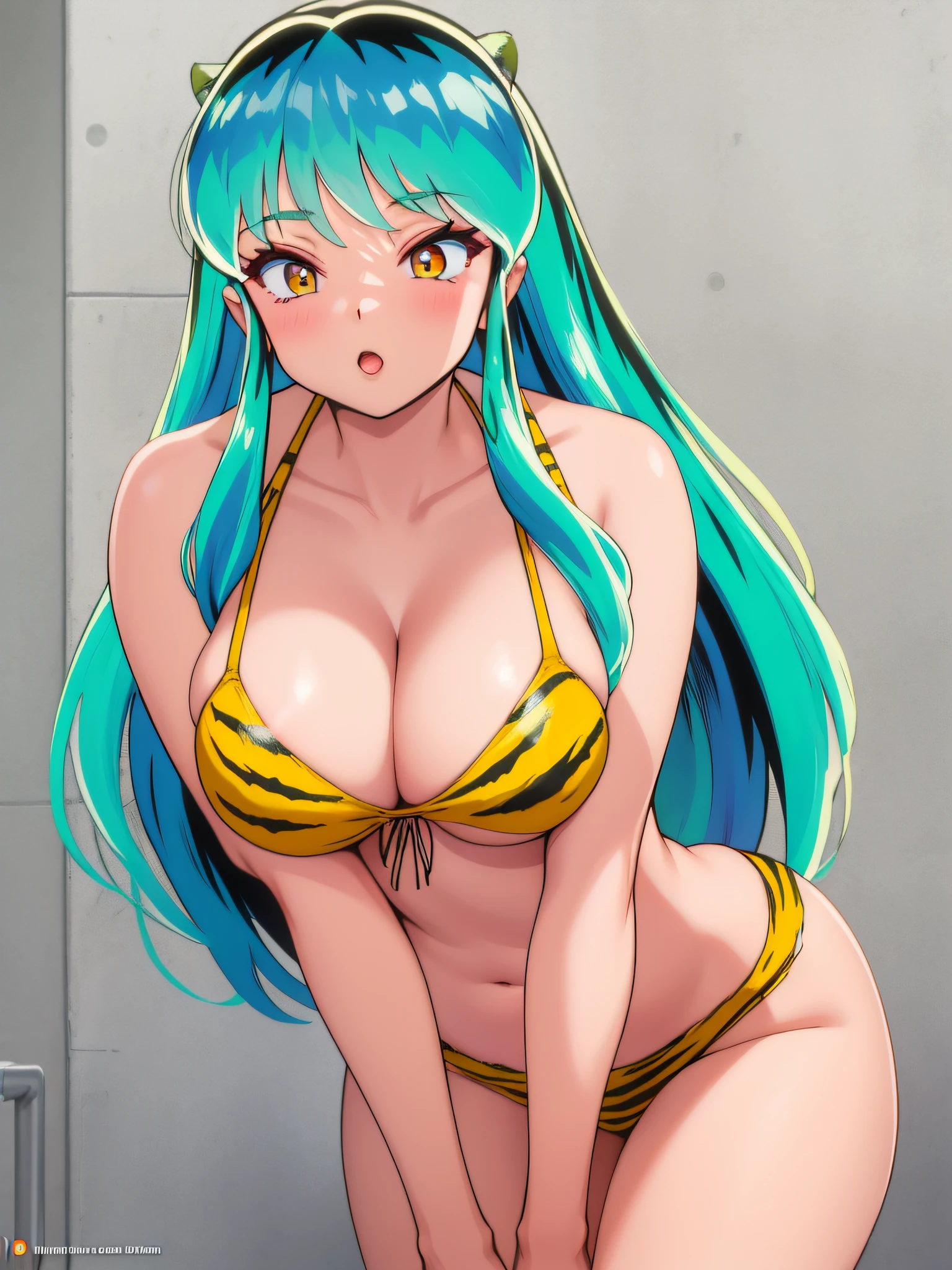 Lum invader, bikini, tiger stripe, breast feeding, blowjob, handjo, 1 boy