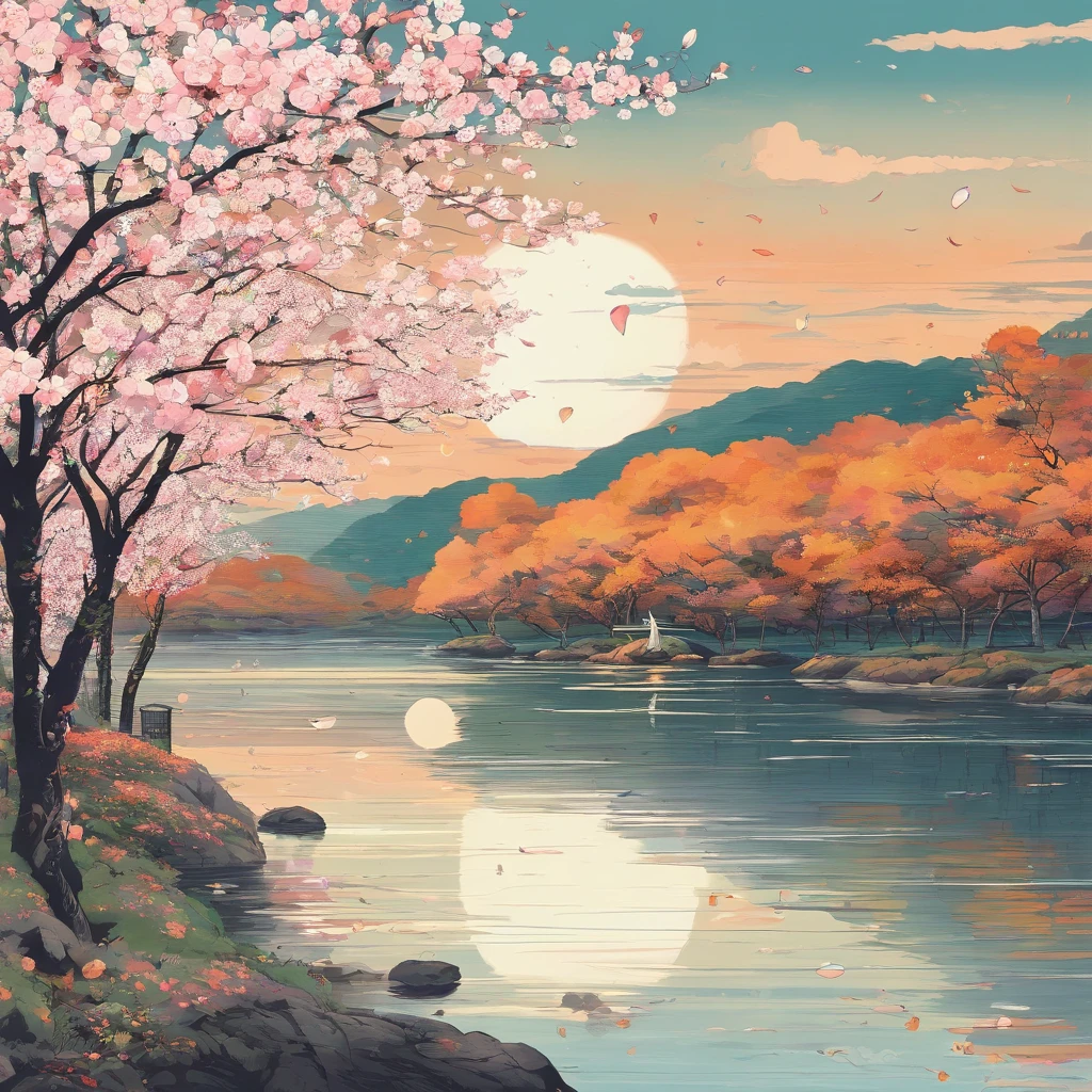 Lonely pear blossoms fall and drift away with the river's current. My old friend, if you receive a white flower, that represents my longing, masterpiece, best quality