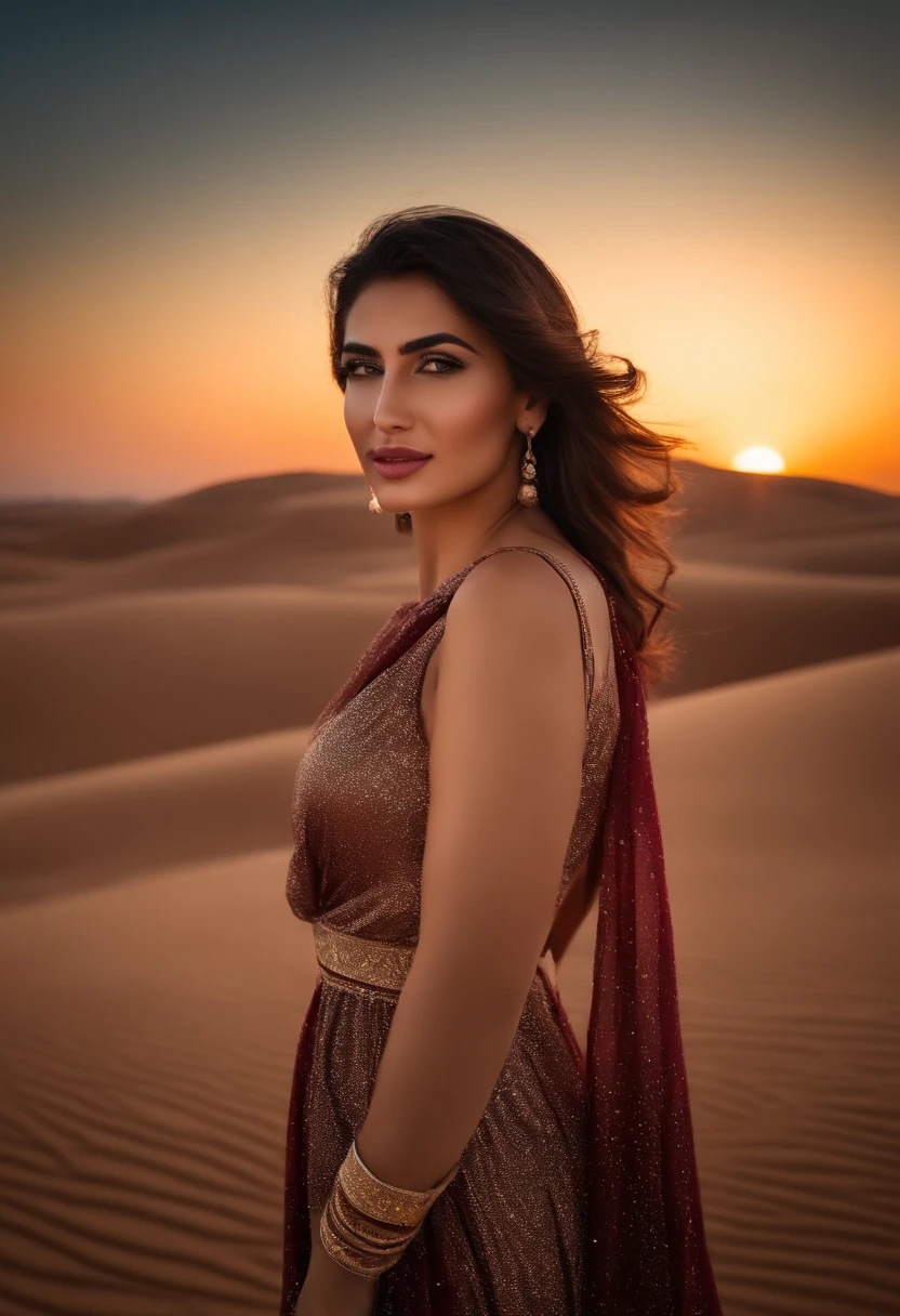 araffe woman in a desert with a red headband and a black top, ashteroth, photoshoot, african ameera al taweel, shot on canon eos r 5, shot on canon eos r5, portrait of bedouin d&d, photo portrait, high quality portrait, photo shoot, in a desert, modeling photography, music video, ultra realistic, hyper detailed, 8k