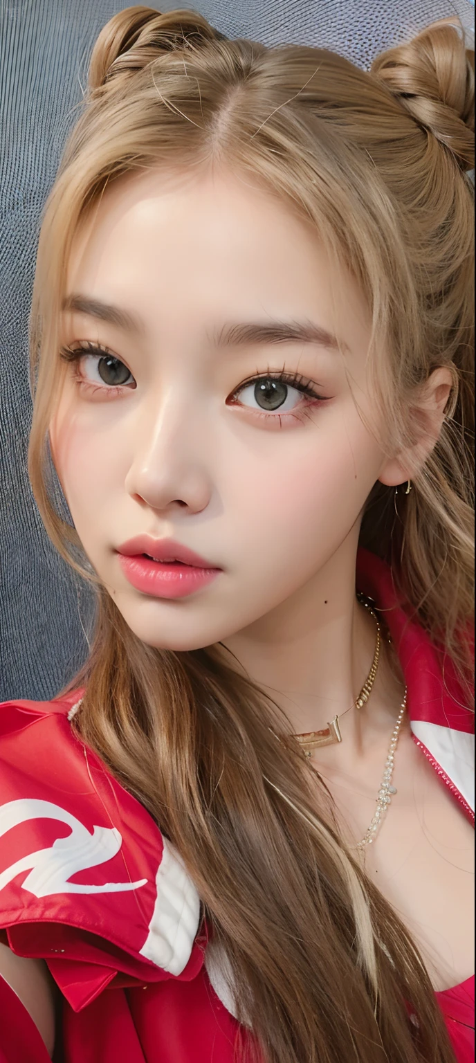 a close up of a woman with long hair wearing a red jacket, lalisa manobal, sun yunjoo, jaeyeon nam, roseanne park of blackpink, park ji-min, lalisa manoban of blackpink, heonhwa choe, sakimichan, jinyoung shin, portrait of jossi of blackpink, lee ji-eun