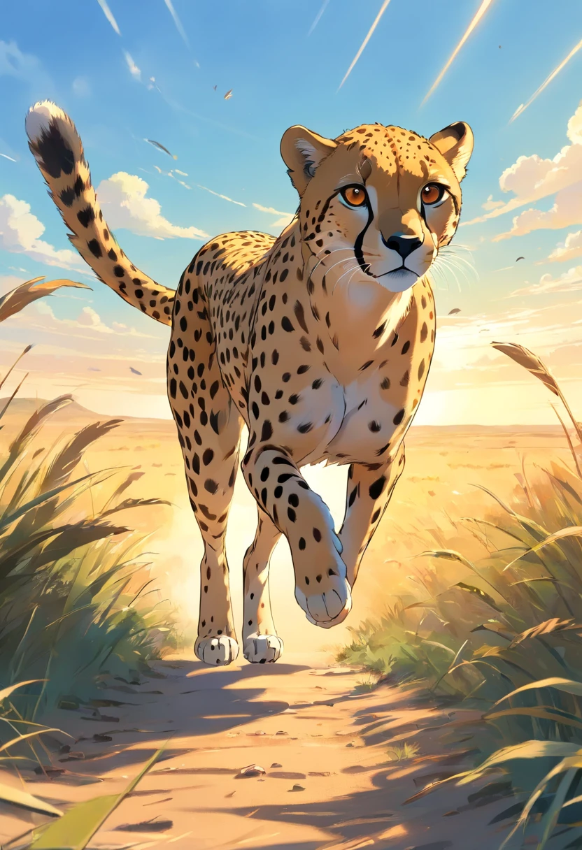 Cheetah running in the serengeti
