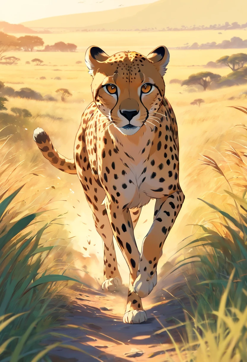 Cheetah running in the serengeti