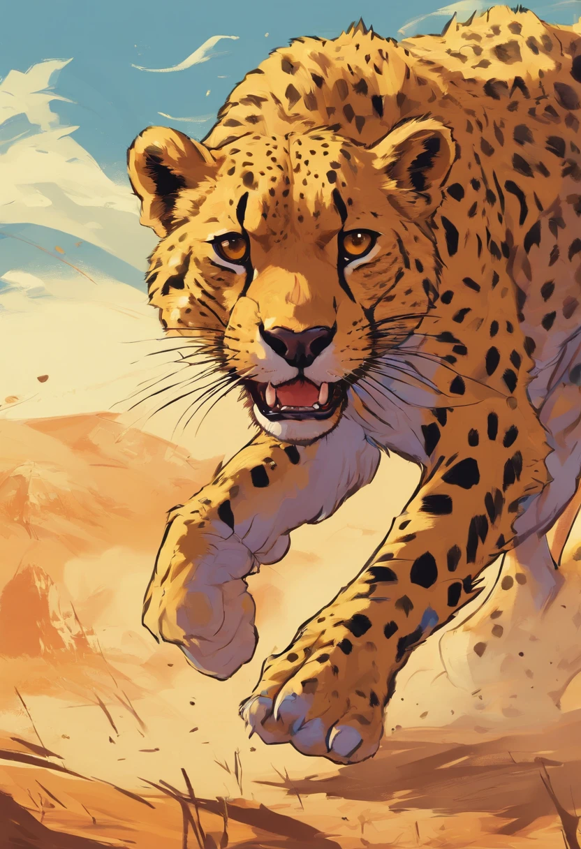 Cheetah running in the serengeti