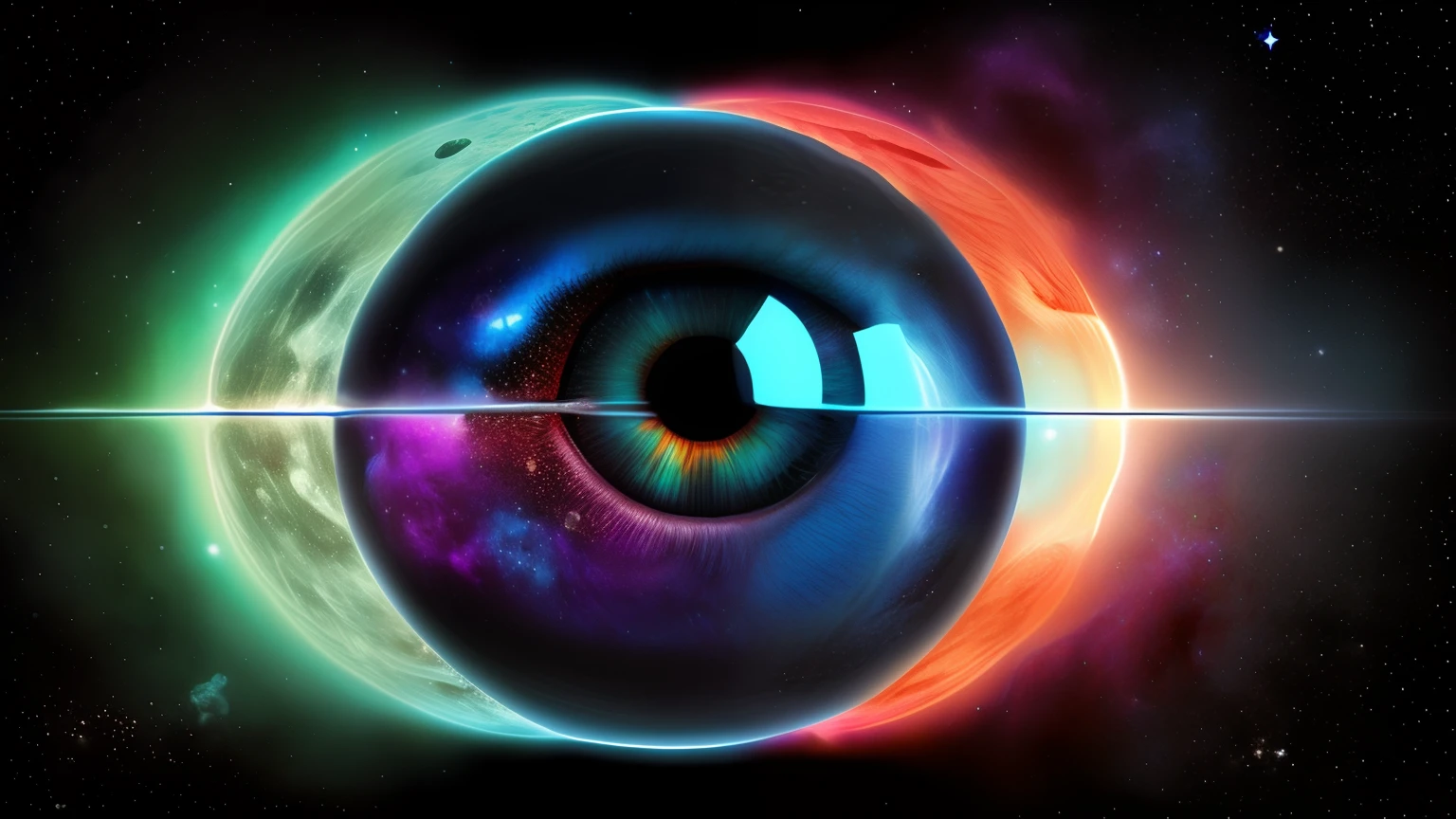 pupila de olho mesclada com cosmos