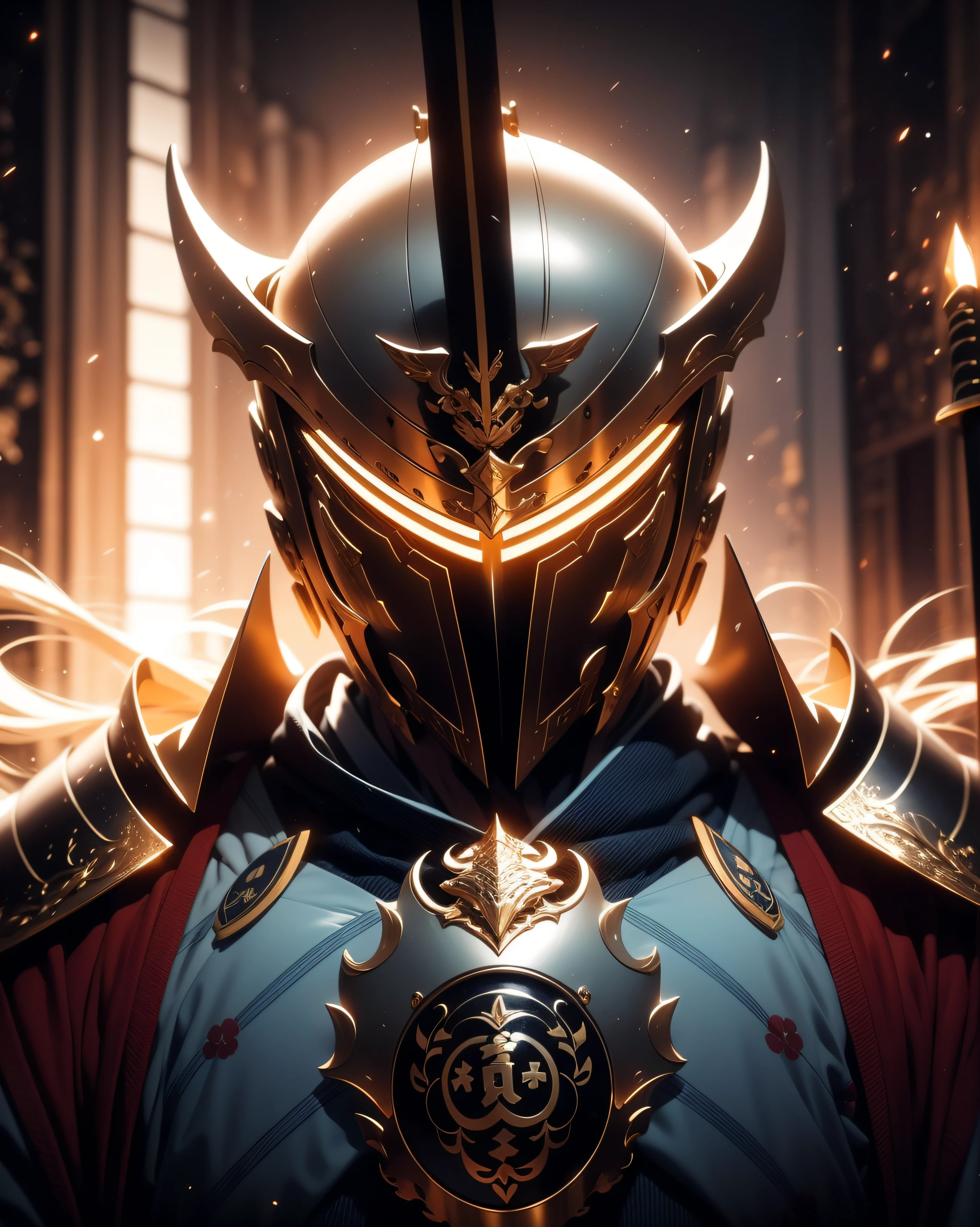 Japan samurai in armor、Highest bit、Highly detailed armor、reddish、ck、Highly detailed background,Realistic,ultra-detailliert,super detailed skin,light glow,Film grain,Expro II,Lens Flare,Sharpen,cinematic shadow