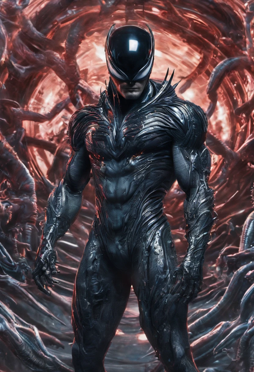 Venom binds Superman,Full body photo,Liquid armor,Delicate picture
