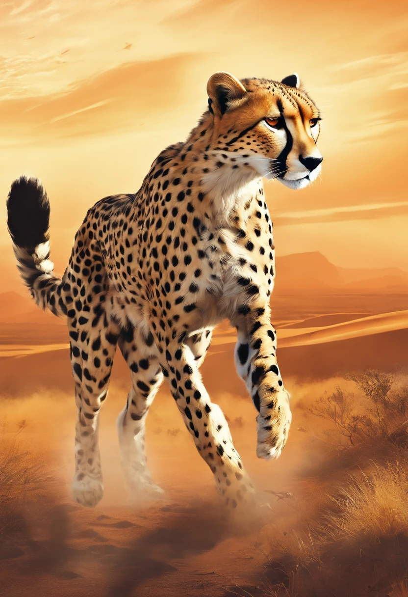 Cheetah running in the serengeti