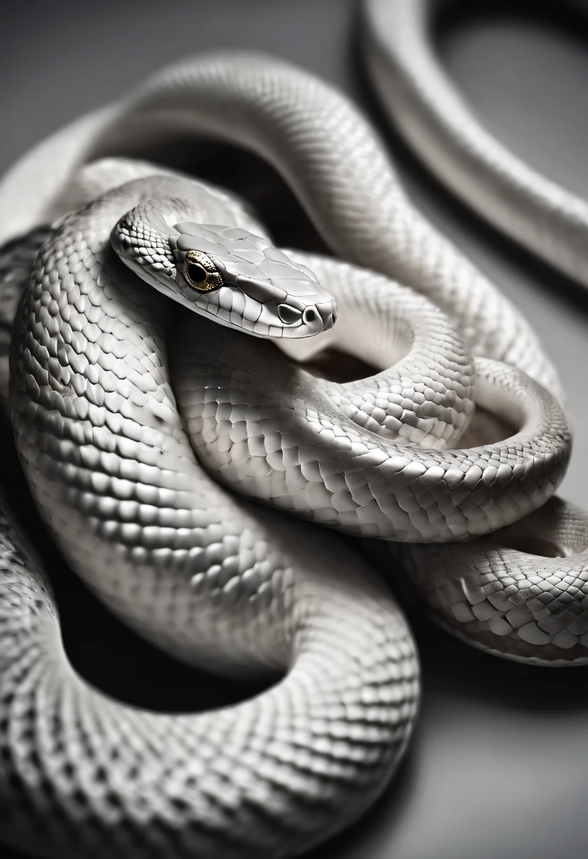 "A very beautiful 3D rendered white snake，Express dynamics, Vivid effects and details，Best image quality，A high resolution，plethora of colors，Stunning light and shadow effects"