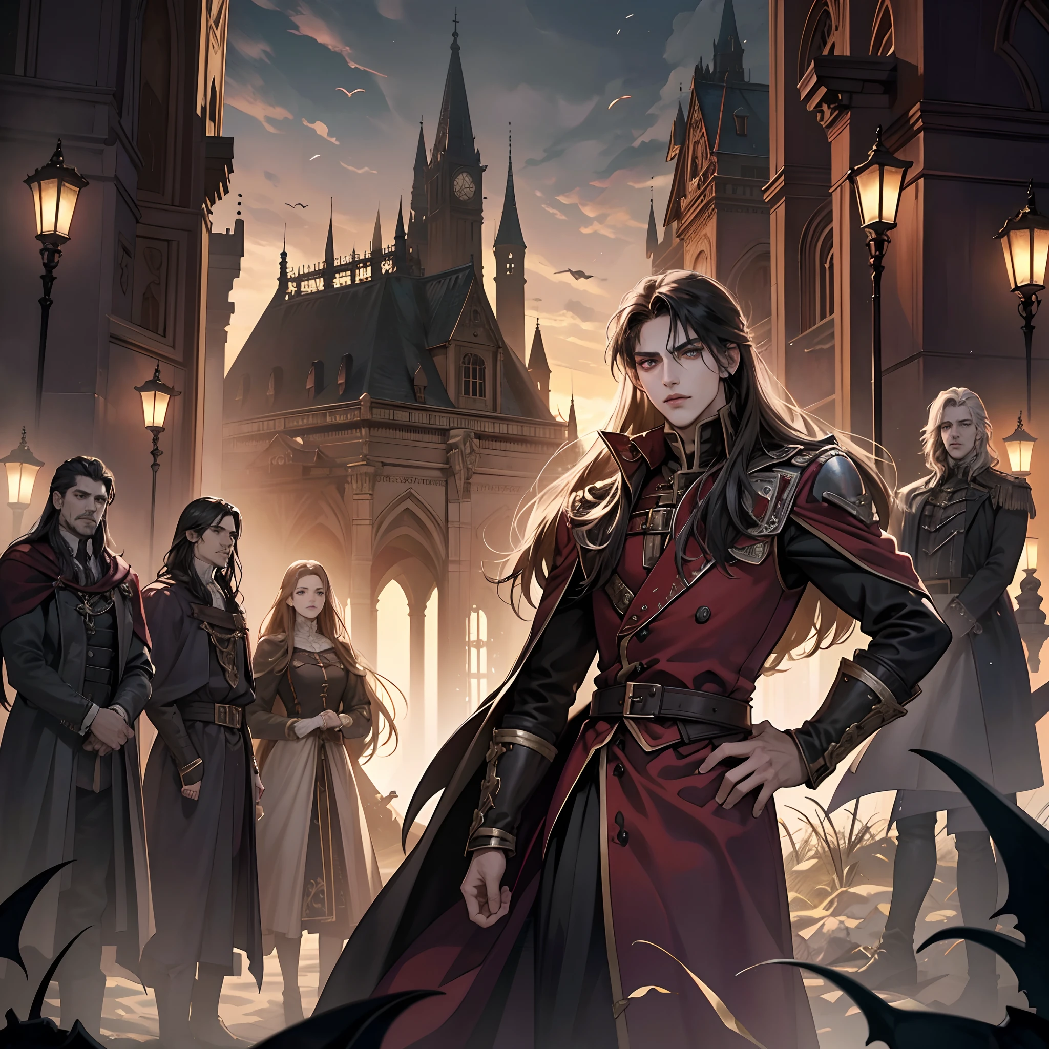 Castlevania Lord of the shadows hyper realistic super detailed Dynamic shot master piece scene cinématique scènes of lord Dracula talking to démons preparing for battle in battle field environnement hyper realistic super detailed Dynamic shot master piece
