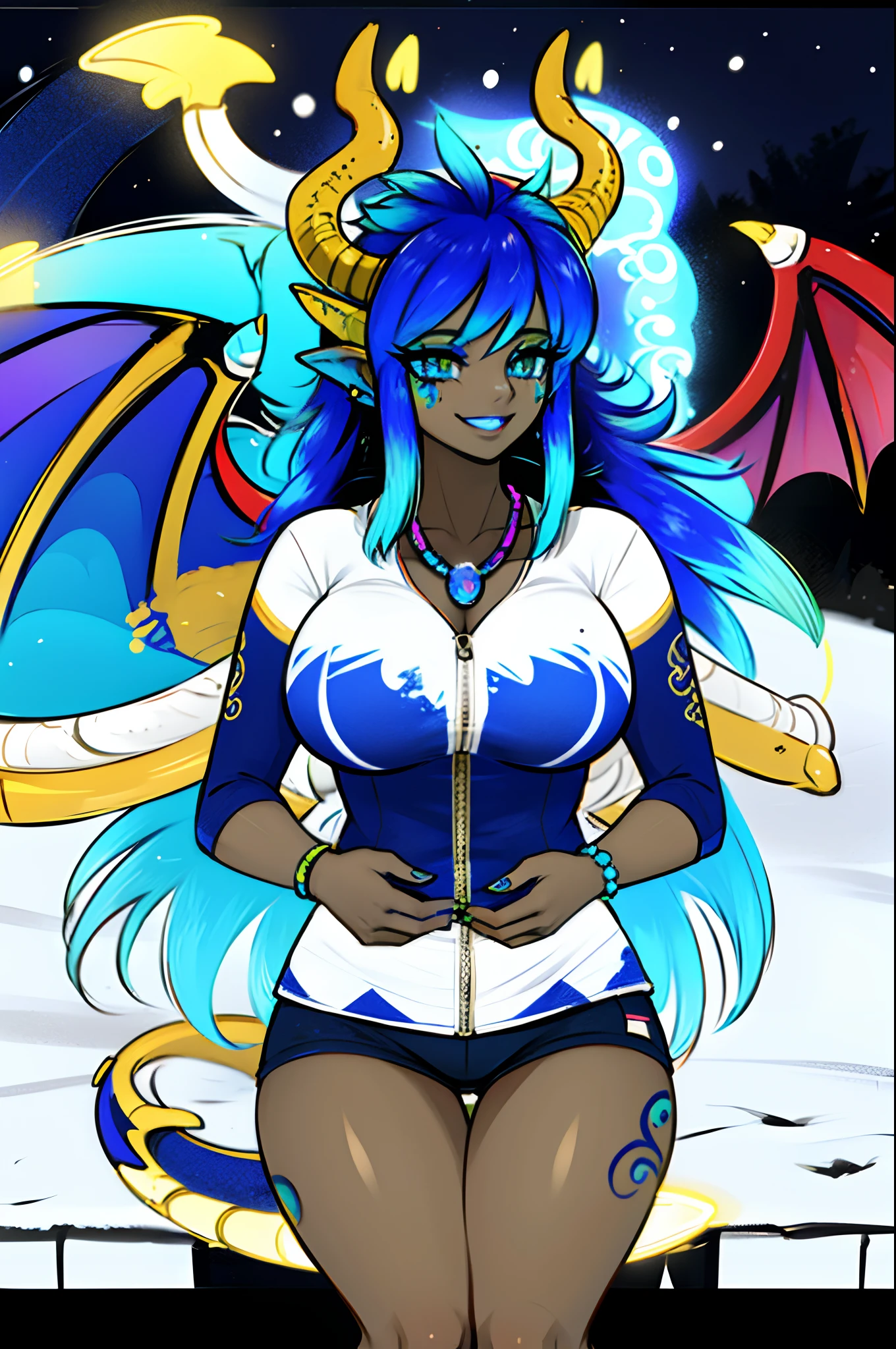 sapphirus, darkskinn-female, dragon wing, smile