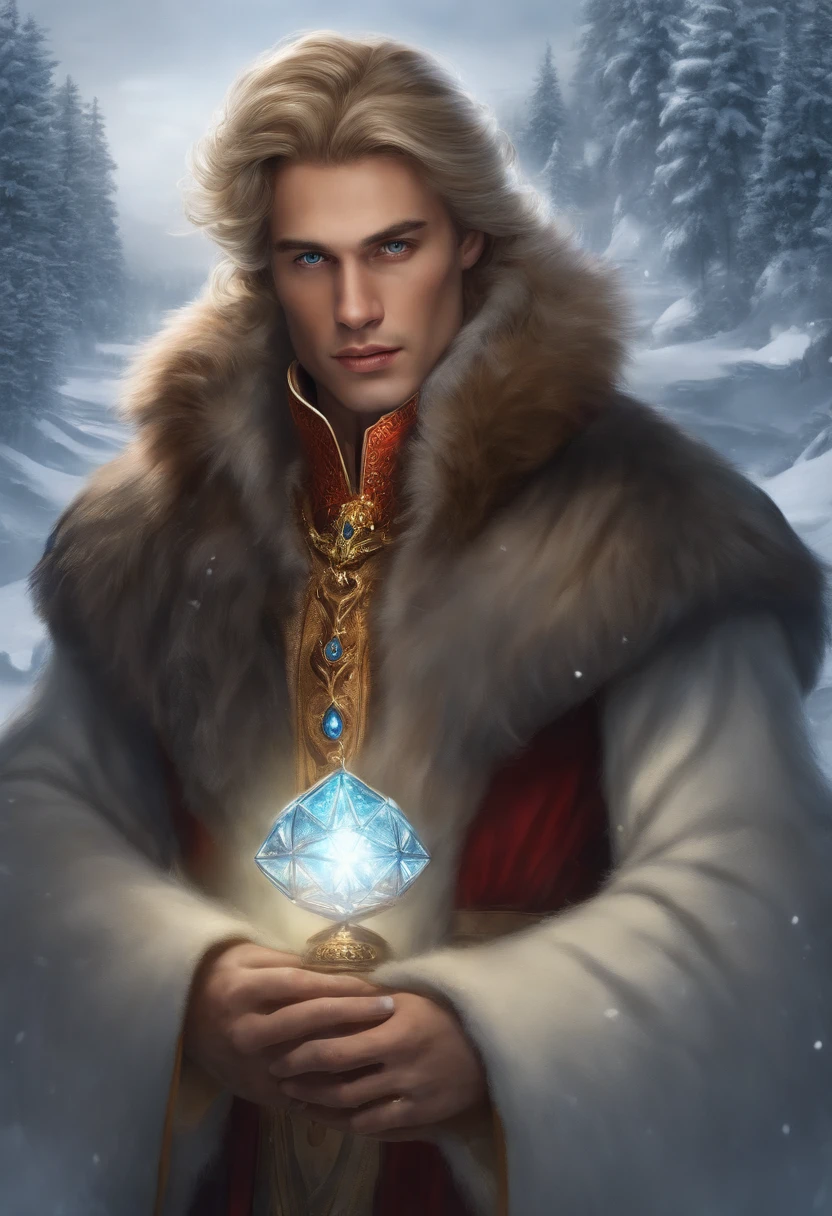 Eine realistische Skizze von meinen beiden Romanfiguren. Erstens: the king of the ice islands. Ein sehr gutaussehender Mann. He has light blond hair and wears a blue robe, also fur to keep warm. Er sieht eher ernst aus. Der andere ist der Prinz des Feuers. Ein ebenfalls sehr gutaussehender Mann. Er hat dunkle Haare, die er zu einem Dutt gebunden hat. He wears red robes, which are a bit more revealing and is a little made up around the eyes. Er sieht sehr sexy aus. Guckt aber ebenfalls ernst drein.