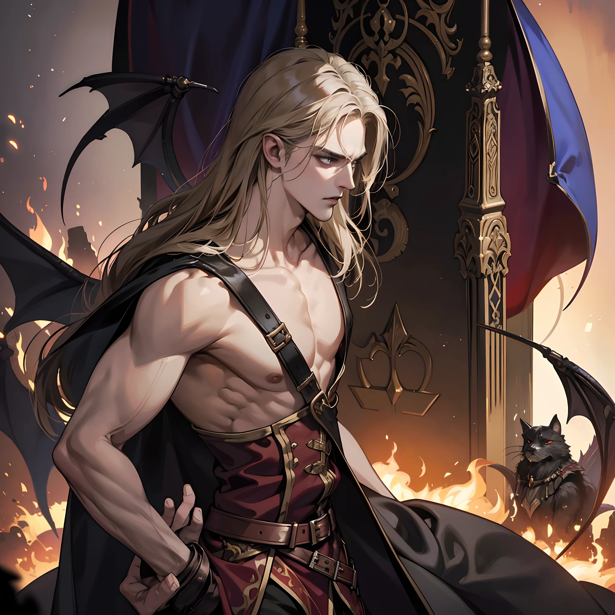 Castlevania Lord of the shadows hyper realistic super detailed Dynamic shot master piece scene cinématique scènes of lord Dracula muscular talking to démons preparing for battle in battle field Islamic moroccan environnement hyper realistic super detailed Dynamic shot master piece