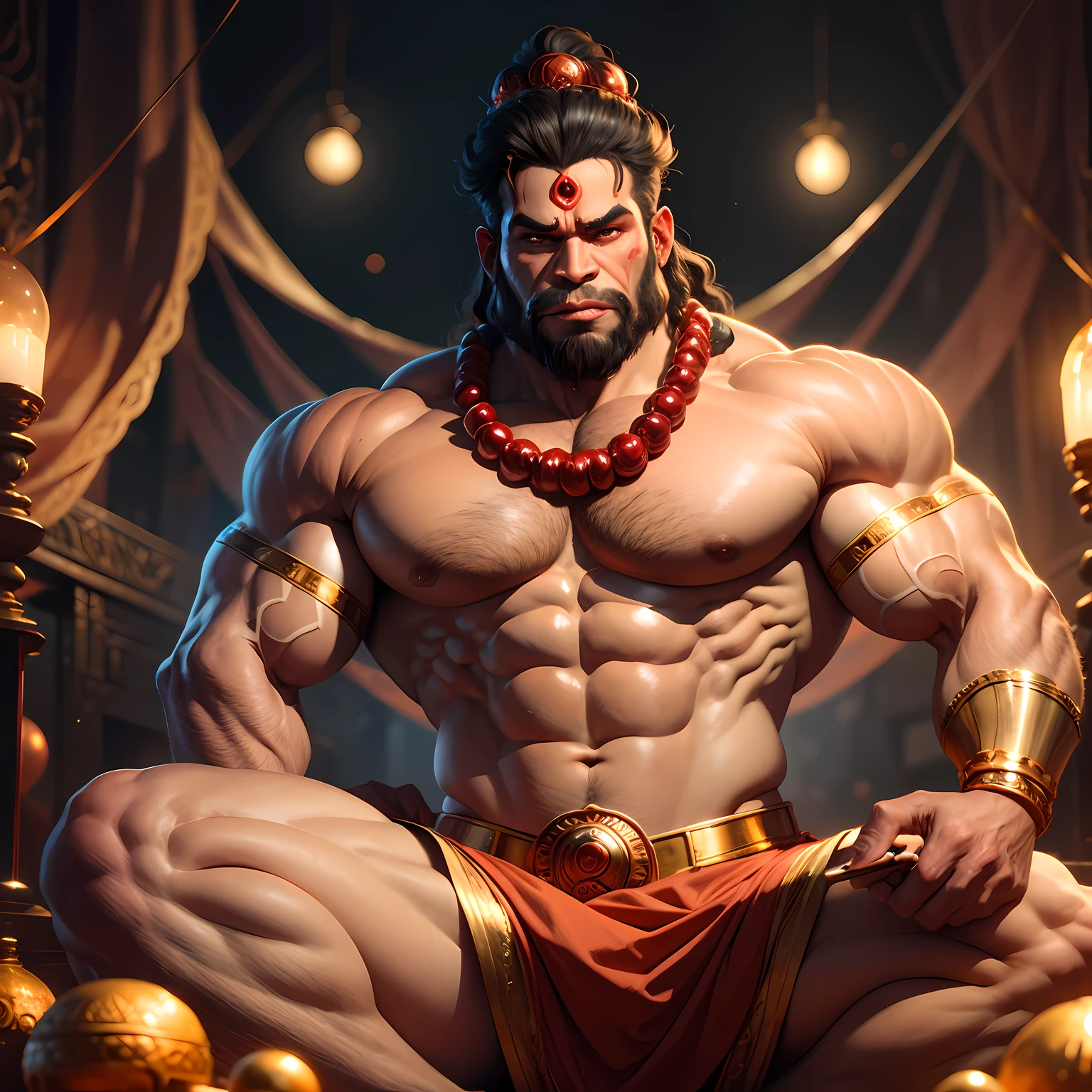 Hanuman Ji as bodybuilder god in horror city