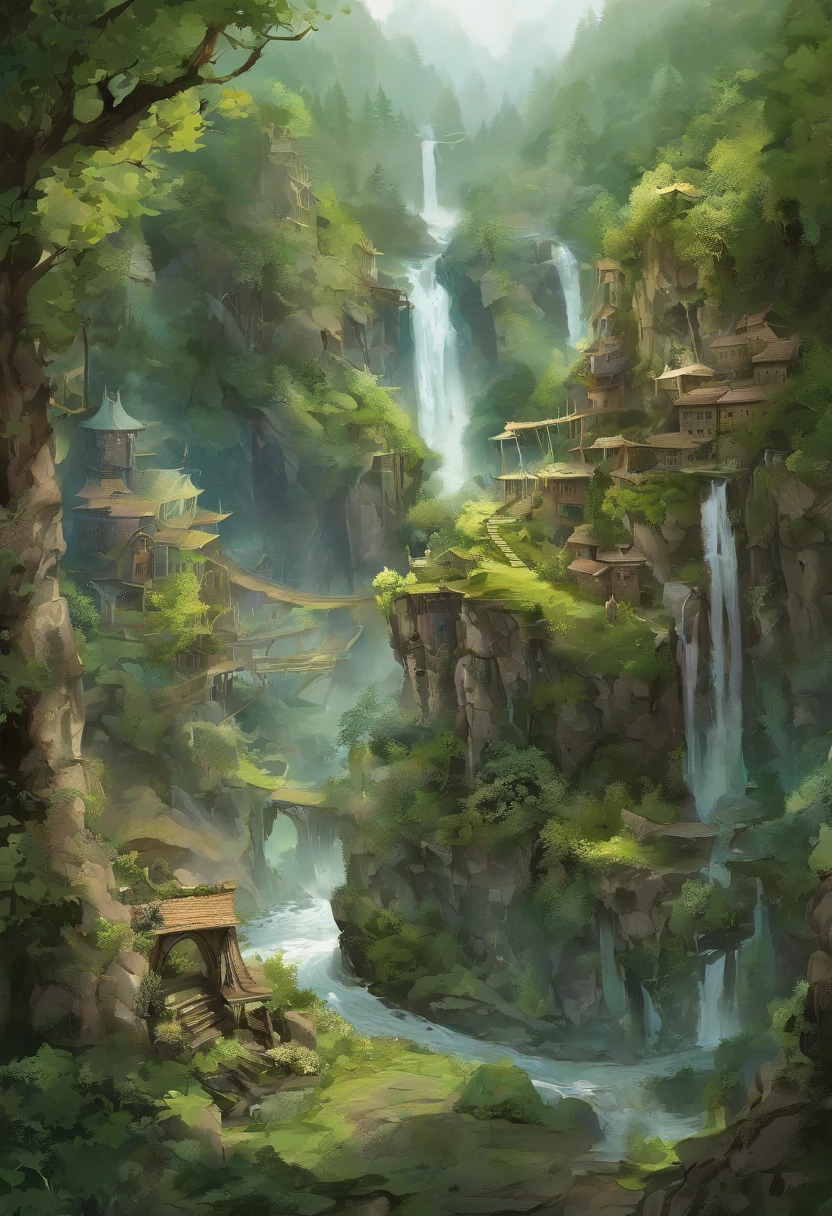 Gracefully nestled in the jagged embrace of towering, Green Mountains, This ethereal elf village is a testament to the harmonious connection between elven craftsmanship and nature. Gegen den Steilhang gelehnt, Smaragdgrünes Plot, Its houses and paths are a masterful blend of elven craftsmanship and the robustness of stone and marble. aufwendig, Wendeltreppen aus fein poliertem Marmor verbinden die Behausungen, while slender bridges of intricately carved stone span glistening streams and cascading waterfalls, Verbinden der Stufen dieser Waldsiedlung.
The houses of the villagers are formed from the mountains themselves, The walls are made of sturdy stone and decorated with delicate marble reliefs, depict the scenes of the beauty of nature. Towering columns of gleaming marble support intricately carved wooden balconies, wo sich die Bewohner versammeln, to communicate with the breathtaking views of towering peaks and tranquil valleys. Vine and ivy strands, Sorgsam kultiviert, Verfolgen Sie ihren Weg die Steinmauern hinauf, Verleihen Sie den herrschaftlichen Bauwerken einen Hauch von Anmut der Natur.
Jenseits der Umarmung der Berge, A dense forest of ancient oaks and silver-leaved aspens stretches out its green thumb towards the village. Hier, Die elfischen Bewohner finden Trost und Nahrung, Collecting herbs, Viehfutter, and the finest woods for their graceful craftsmanship. The air is a tapestry of forest scents, imbued with the fragrant embrace of blooming wildflowers and the singing of countless birds.
In diesem Elfenparadies, where stone and marble stand both as a testament to their artistry and as a symbol of enduring strength, Die Dorfbewohner leben den Geist des Waldes vor, who they call home – resilient and resourceful, Tief verbunden mit den beeindruckenden Bergen und dem bezaubernden Wald, der ihre zeitlose Gemeinschaft wiegt.