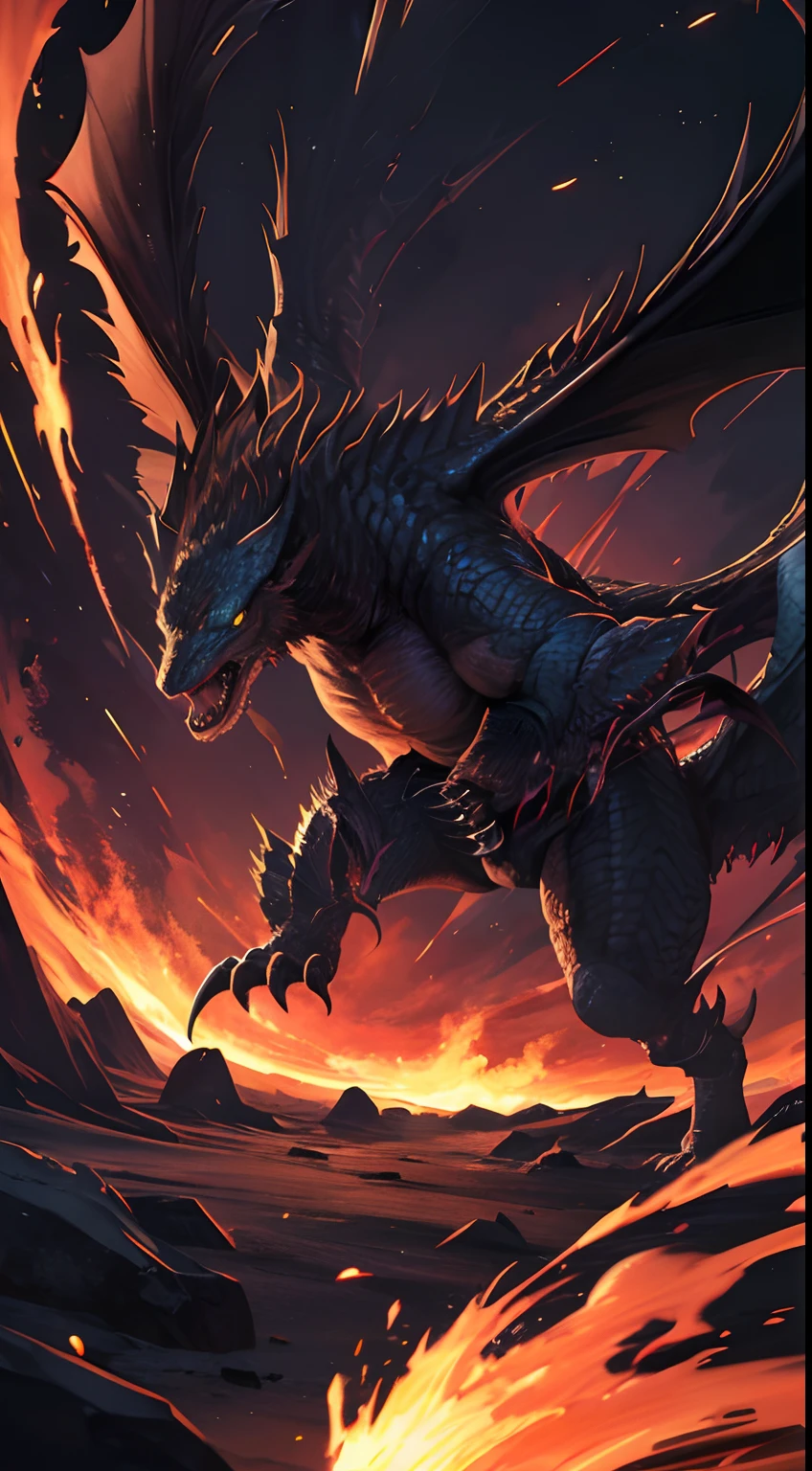 best quality,highres,masterpiece:1.2,ultra-detailed,realistic,painting,dark,dragons,fighting,battle,violent,fire-breathing,explosions,mythical creatures,mythology,action,chaos,epic,scaly skin,intense,ferocious,claws,teeth,wings,roaring,majestic,fiery,smoke,flames,night sky,moonlight,shadows,motion blur,destructive forces,intense energy,magical,mythical powers