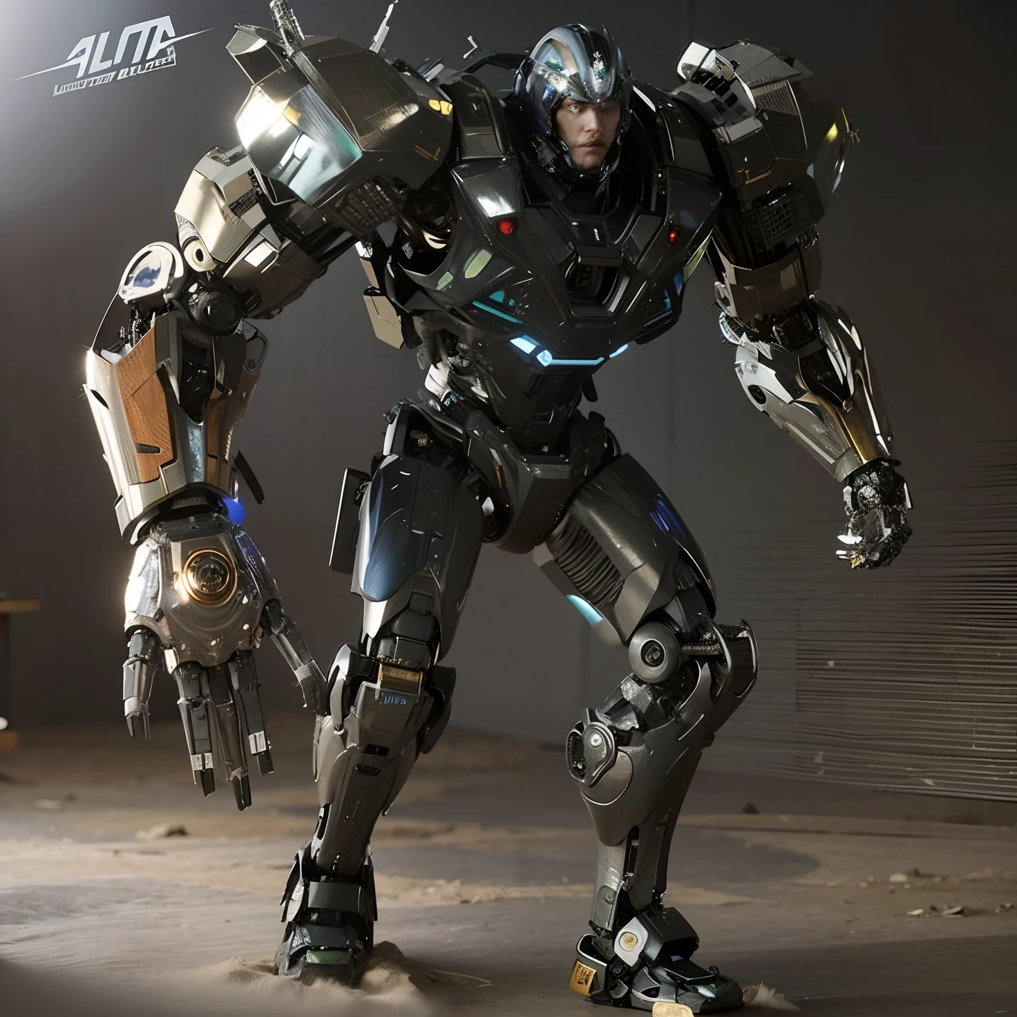 Close-up of a robot with a large arm and helmet, painterly humanoid mecha, highly realistic concept art, Alexander Ferra Mecha, robot concept art, ultra realistic concept art, mega humanoid mech, Humanoid mech, mecha human, mech concept art, Beautiful robot character design, Mecha suit, action figure mecha