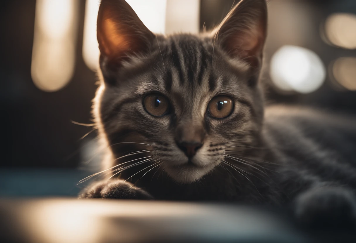 a cute kitten made out of metal，(Cyborg:1.1)，([Tail | detailed wire]:1.3)，(Complicated details)，hdr，(Complicated details，ultra - detailed:1.2)，Cinema lenses，Vignette，at centre，Macro lens, Cyborg, Cyberpunk Style, ((Intricate details)), hdr, ((Intricate details, ultra - detailed)), cinema shot, Vignette, Perfect (((Gorgeous face))), Highly detailed, iintricate ,((best quality, 8k, master part: 1.3)),