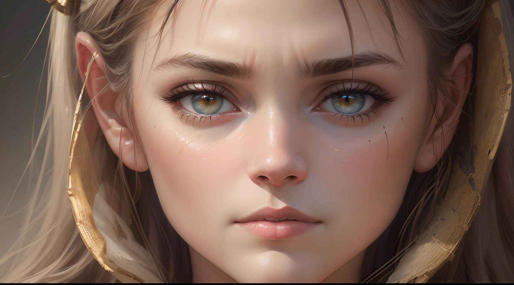 (best quality,4k,8k,highres,masterpiece:1.2),ultra-detailed,(realistic,photorealistic,photo-realistic:1.37),a woman in her mid-thirties,strong and determined expression on her face,only the face,biblical times,illustration,detailed facial features,portrait,aged skin texture,emotional eyes,historical setting,subtle lighting,rich color palette,strong jawline,divinely inspired artwork