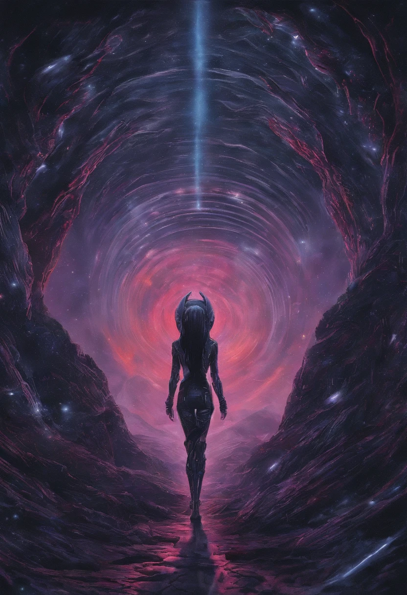 Masterpiece, Best quality, Masterpiece, (1 girl), (LLCChar), Evil witch, dark energy, Void, Eye in the sky, (Very evil), Dark magic, Dark forest, negaive energy, hell, Void, Star, Black hair,