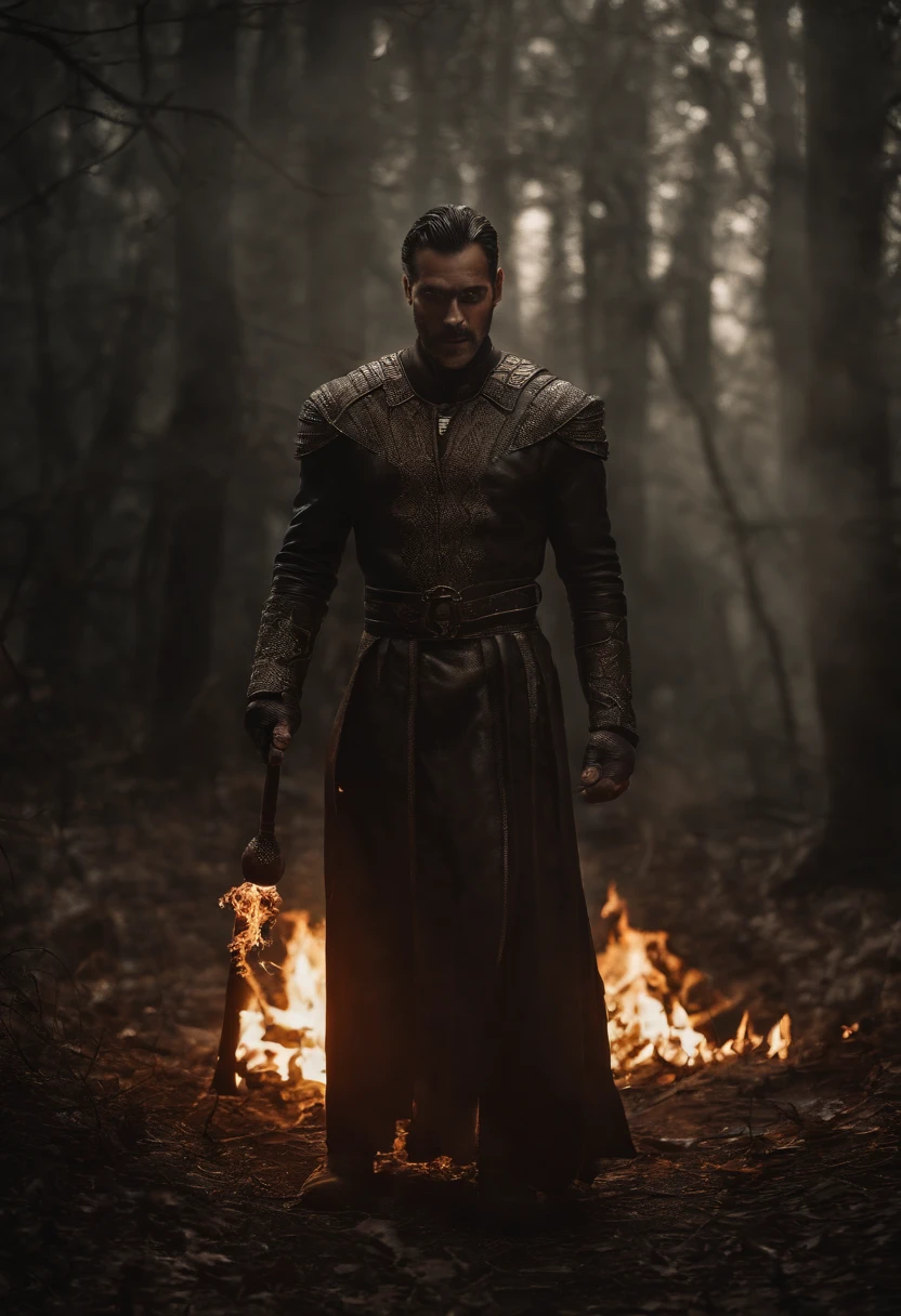 Lucifer is in a sinister hell of fire in his most terrifying form，Open your mouth and spew out fire maggots, Their eyes and ears throw flames