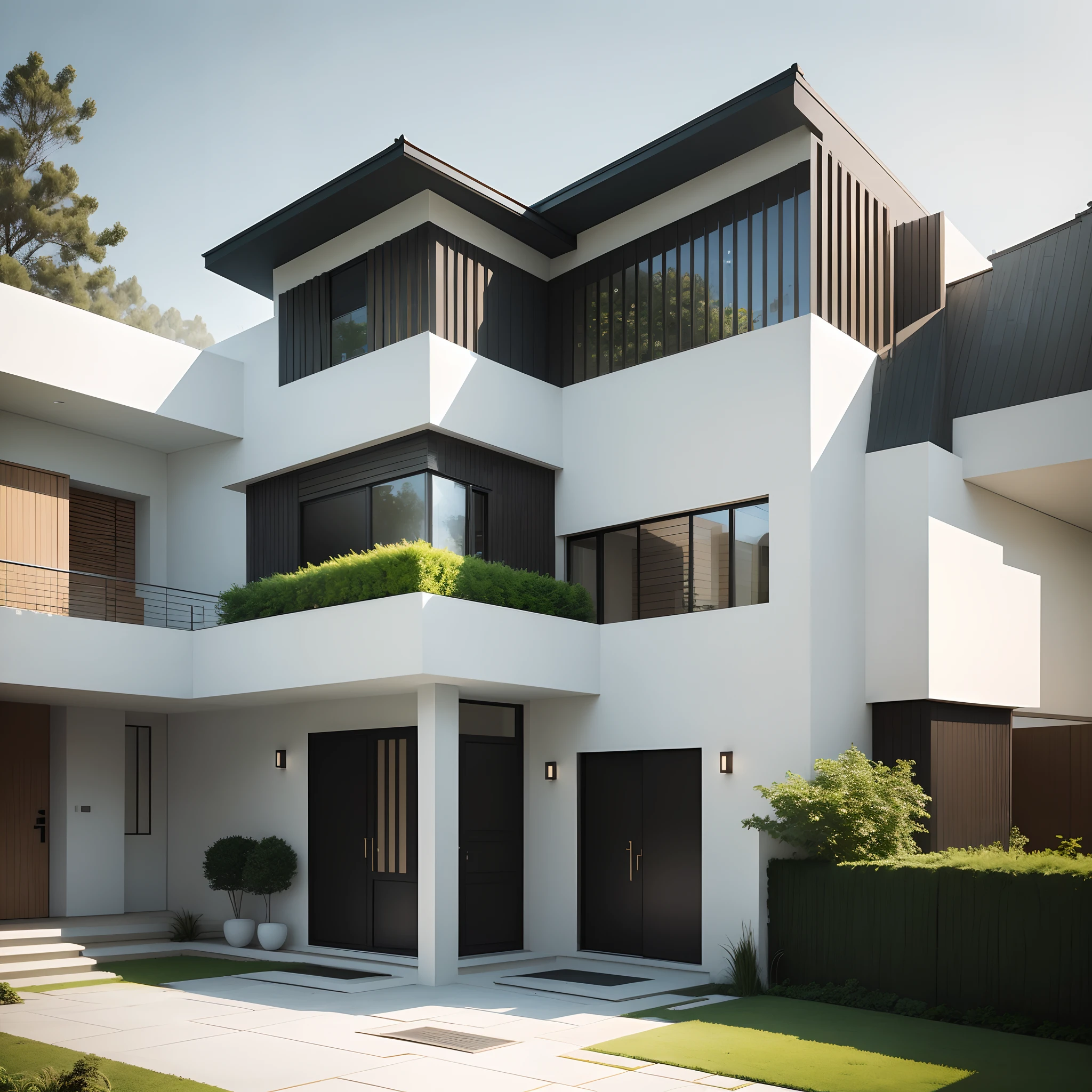 The single-floor house design showcases an elegant and minimalist aesthetic with a clean look that emphasizes simplicity and functionality. The exterior is adorned with a soothing shade of green paint, creating a harmonious connection between the house and its natural surroundings.
The house features a plain roof with a gentle slope, contributing to its uncluttered and timeless design. This design choice not only adds to the clean look but also allows for efficient rainwater drainage.
A defining feature of this house is its small windows, strategically placed to provide privacy while allowing natural light to filter in. The windows are fitted with sleek, modern frames that complement the overall design.
In the front, a spacious and secure front gate serves as the primary entrance to the property. The gate is large and sturdy, adding an element of safety and grandeur to the house's exterior.
The clean lines, green exterior paint, plain roof, small windows, and substantial front gate combine to create a single-floor house design that is both visually appealing and functional. This design choice prioritizes simplicity and elegance, making it a welcoming and serene dwelling.