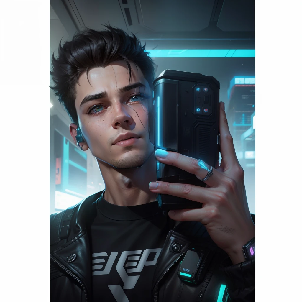Change background cyberpunk boy, realistic face,8k , ultra realistic