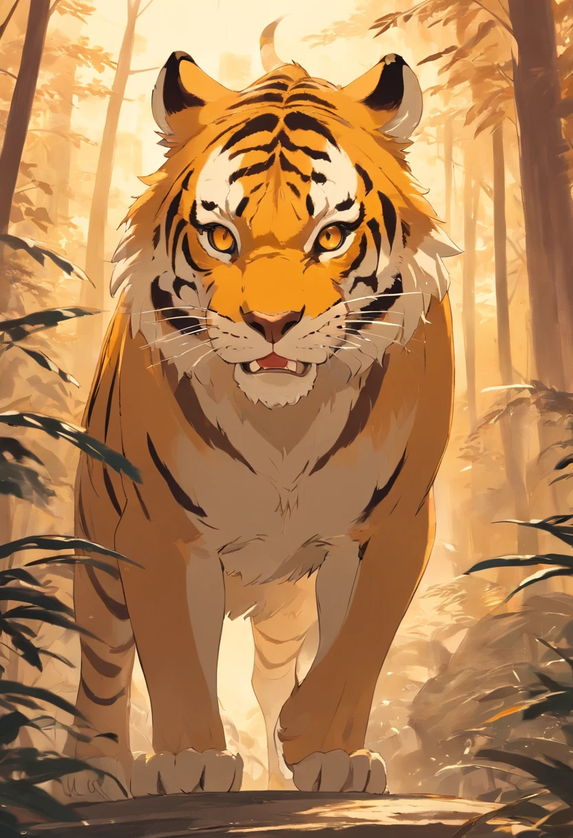 Saber-toothed tiger painted in vintage sepia photography from 1800. cara de assustado