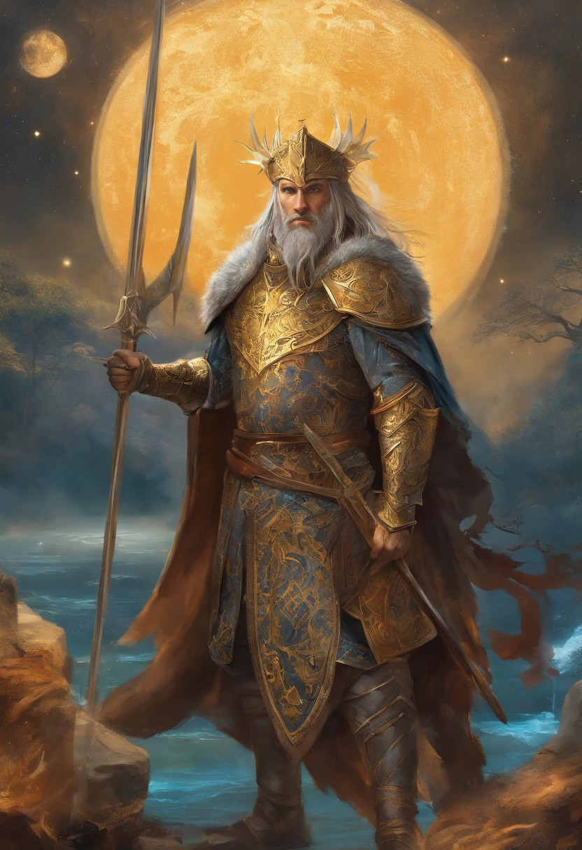 He is Earendil Galadaenar, um homem que se parece com Idris Elba, Henry Cavil e Rayleigh (one piece) tudo ao mesmo tempo. He is a medieval knight who wears a boar spear made of black steel in his right hand. He is wearing a body-themed armor of starry night and sea during moonlight.. He is the last heir to a noble house that prides itself on having come from the sea and an African tribe. Ele tem a pela um pouco mais escura, but not black.