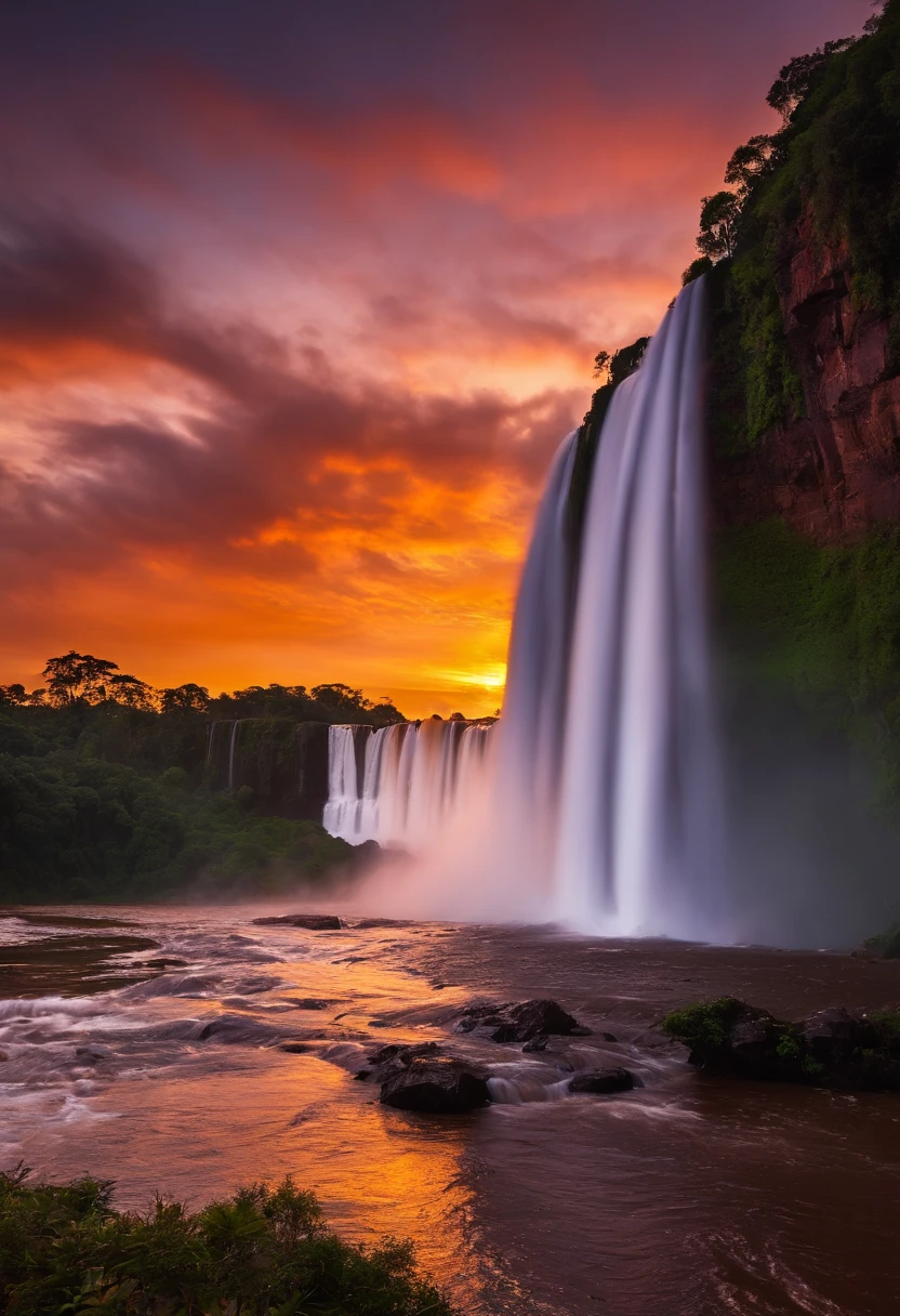 sunset in the city of Foz do iguaçu, Parana, In the Iguazu Falls