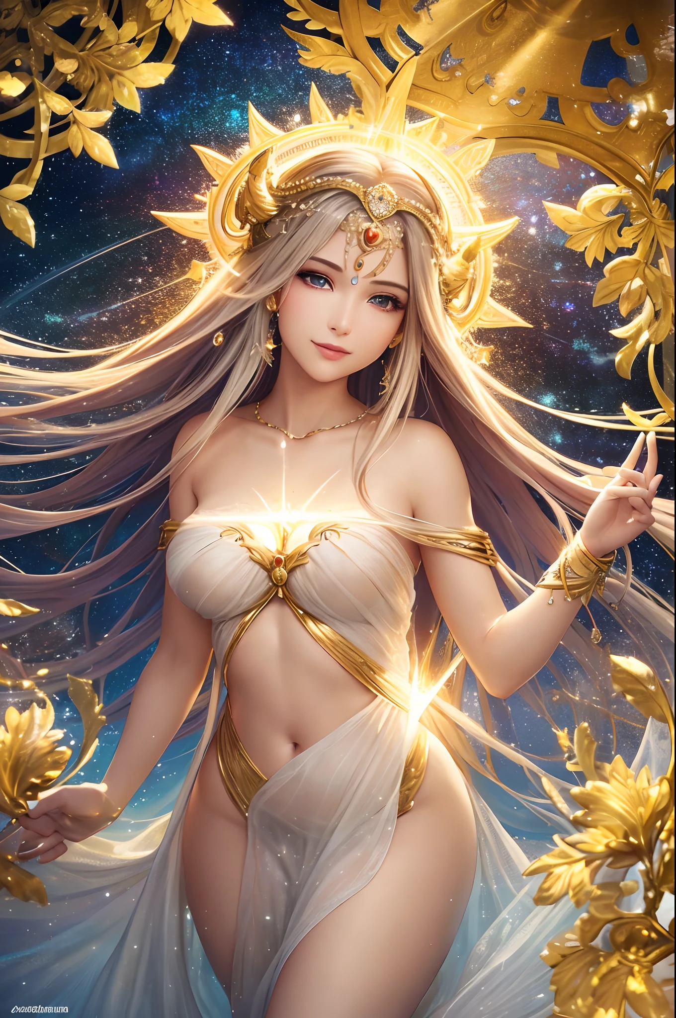(Best quality, 4k, 8k, highres, masterpiece:1.2), ultra-detailed, realistic, (photorealistic:1.3), palutena, angel gaze, beautiful detailed eyes, beautiful detailed lips, extremely detailed eyes and face, longeyelashes, angel wings, angelic, hearts, love, grasping her breasts, vivid colors, portraits, soft lighting, romantic, colorful palette, ethereal, heavenly, serene, halo, celestial environment, sparkling stars and galaxies, cascading golden light, rays of divine energy, luminous and radiant, flawless complexion, royal blue gown, tranquility, harmony, divine beauty, joyful expression, boundless love and affection, enchanting presence, sunshine filtering through the clouds, floating in the air, gentle breeze, peaceful garden, serenity and bliss, heavenly light shining upon her, glowing aura, inner peace and happiness, blissful smile on her face, love in her eyes, celestial realms, angelic presence, sacred and pure, loving and compassionate gaze.