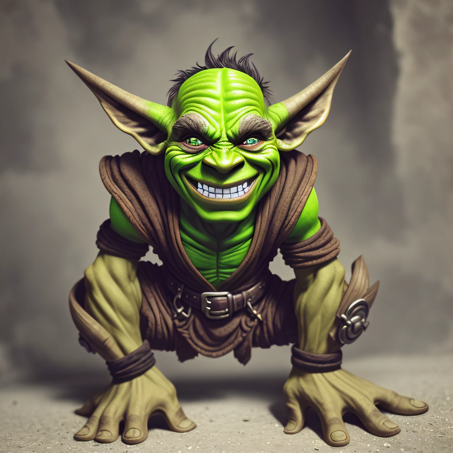 a close up of a cartoon character with a green face, portrait of a goblin, medium portrait of a goblin, drak fantasy goblin, goblin art, goblin, a goblin pirate, d&d goblin rogue, goblin female portrait, goblins, goblin chainwalker, is evil gremlin, goblins and trolls, dog - faced muscular goblin