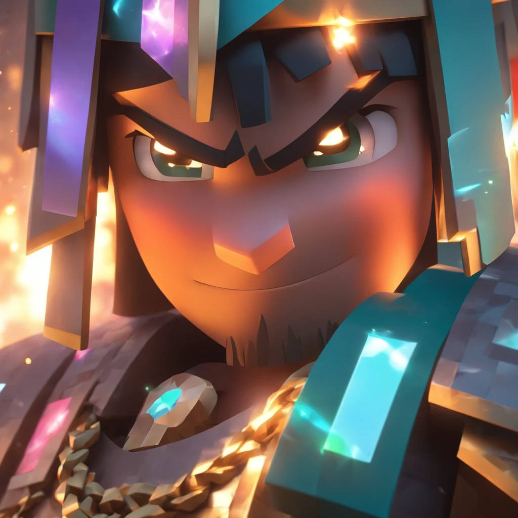 （Estilo Pixar),Modelo de quarto pequeno aconchegante, Modelo de personagem grande, King with crown on realistic head, fonte de luz da direita para a esquerda, Rum lighting, fonte de luz da direita para a esquerda, (ISO distance vision), (de cima para baixo), Realistic proportions, Post-processing, ((perspectiva ortogonal)), super detalhe, Realistic, super realistic, photoreal render, Cor irridescent, Glitters, Minecraft: Rei realista, Coroa com diamantes.