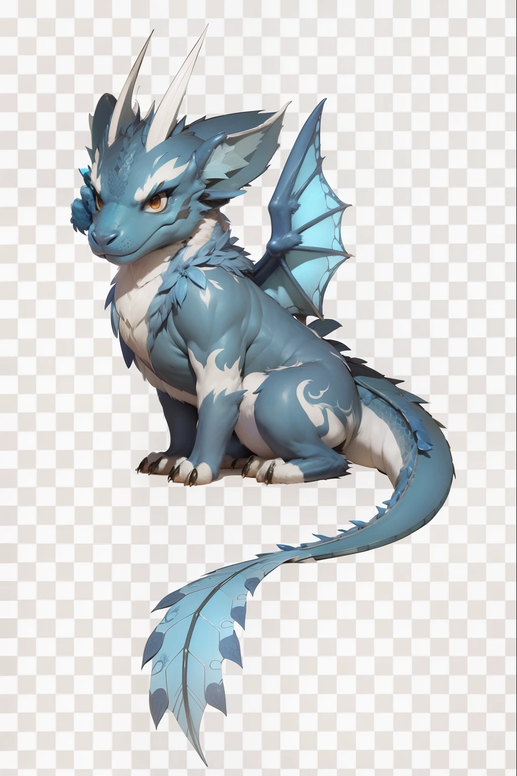 Blue, Fur, Dragon, Small, Young, Wings